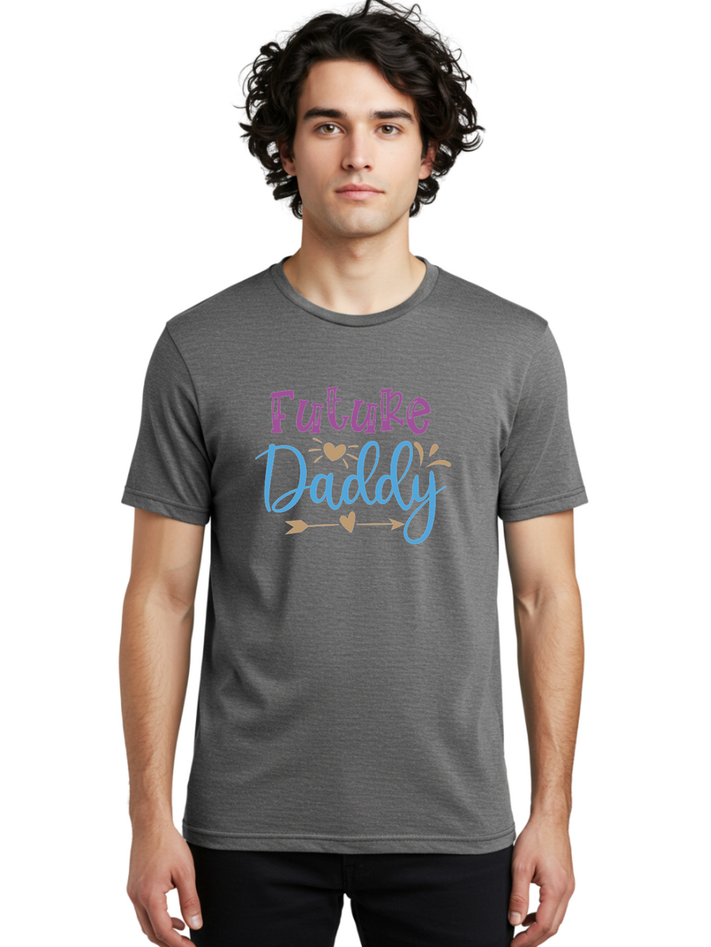 Future-Daddy Men'S Graphic Tee, 100% Cotton, Comfortable Casual Summer Wear, Machine Washable, Future Daddy, Daddy To Be, Baby On Board, Expecting Father, New Dad, Fatherhood, Baby Announcement, Heartwarming Design, Arrow And Heart Symbol, Aad402