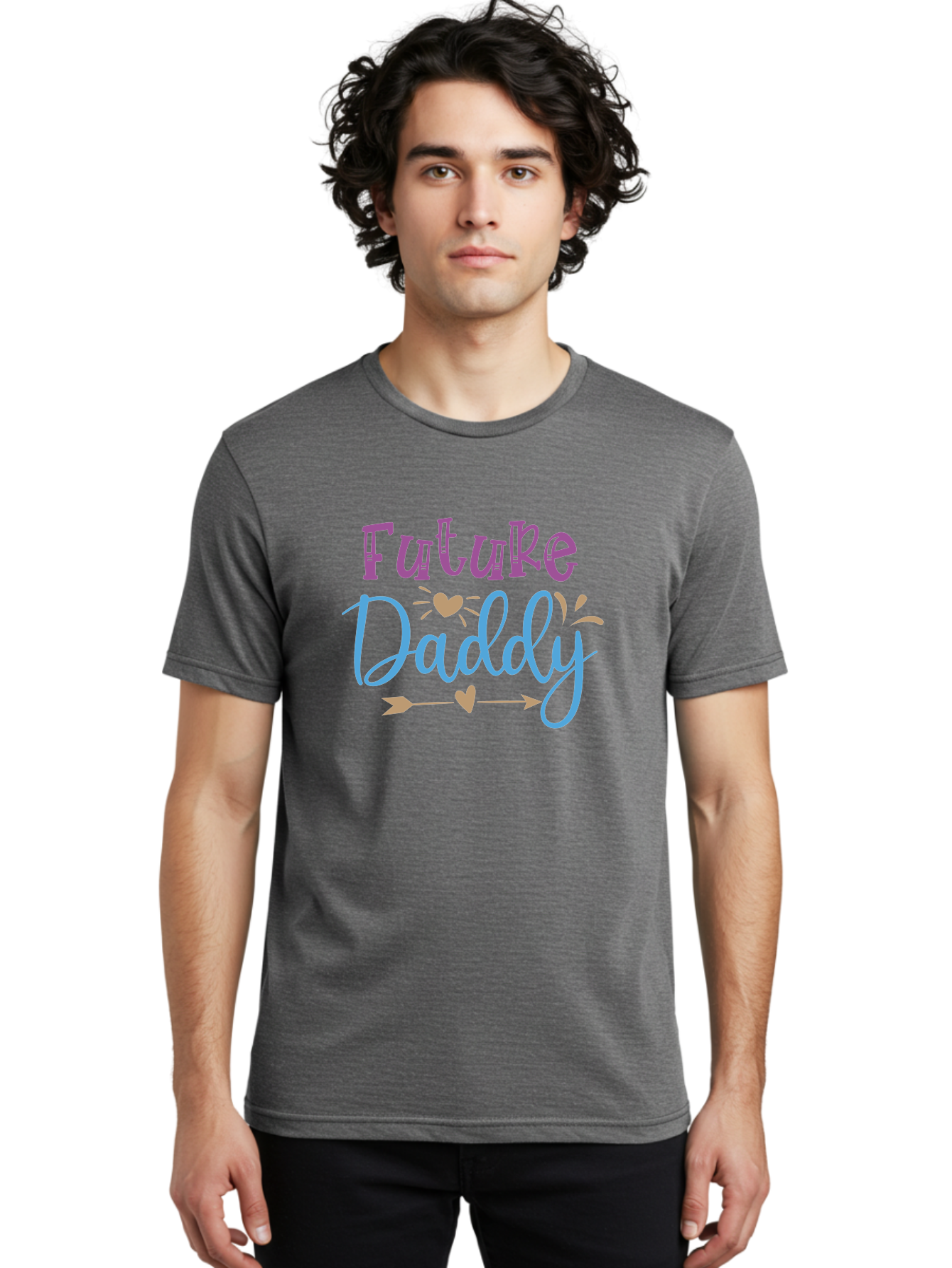 Future-Daddy Men'S Graphic Tee, 100% Cotton, Comfortable Casual Summer Wear, Machine Washable, Future Daddy, Daddy To Be, Baby On Board, Expecting Father, New Dad, Fatherhood, Baby Announcement, Heartwarming Design, Arrow And Heart Symbol, Aad402