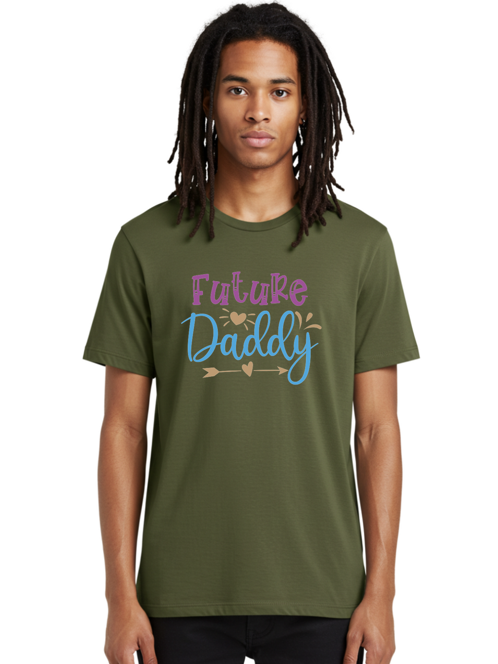 Future-Daddy Men'S Graphic Tee, 100% Cotton, Comfortable Casual Summer Wear, Machine Washable, Future Daddy, Daddy To Be, Baby On Board, Expecting Father, New Dad, Fatherhood, Baby Announcement, Heartwarming Design, Arrow And Heart Symbol, Aad402