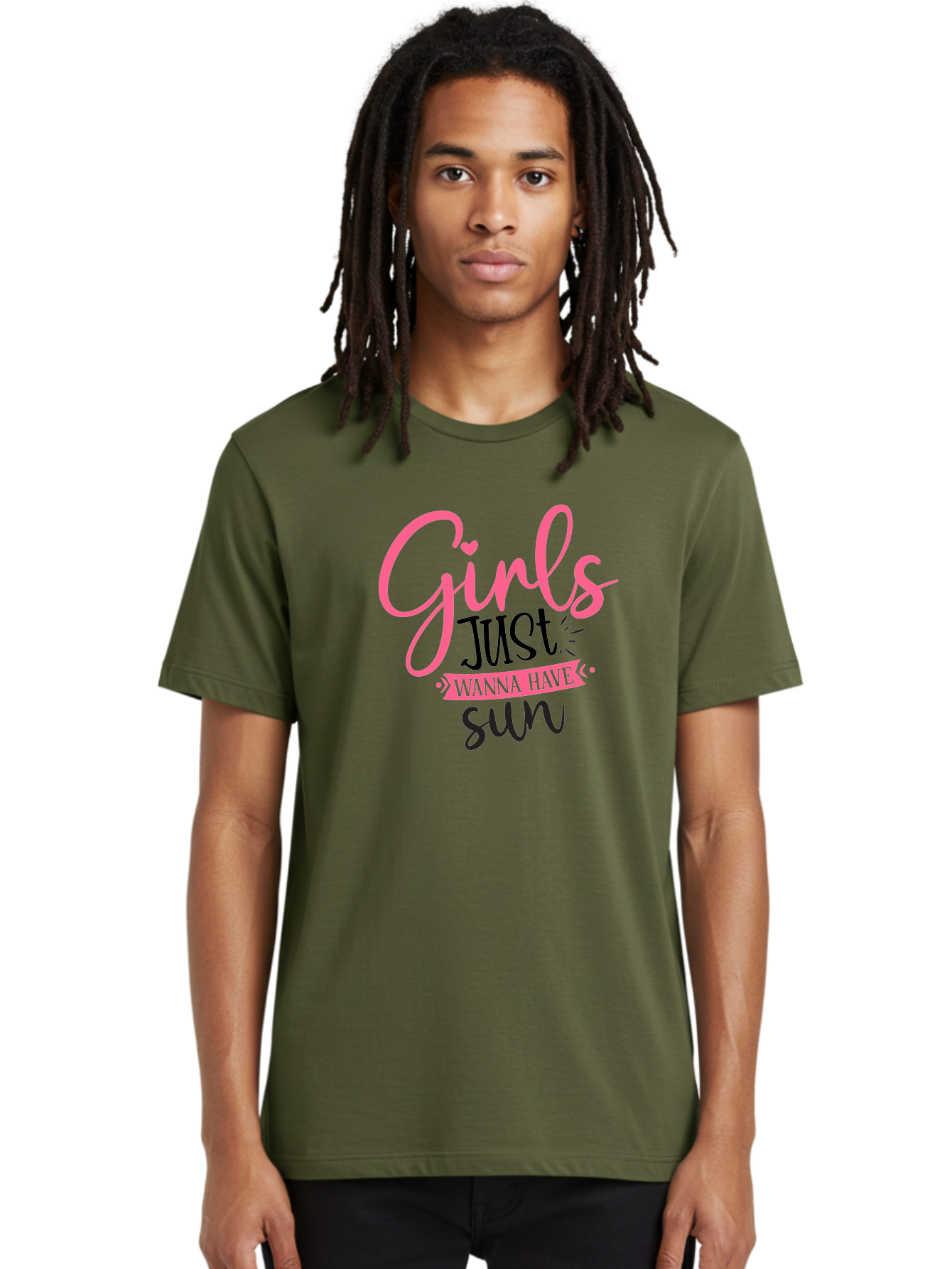 Girls-Just-Wanna-Have-Sun Men'S Graphic Tee, 100% Cotton, Comfortable Casual Summer Wear, Machine Washable, Summer Vibes, Sun Loving Girls, Girls Just Wanna Have Sun, Hand Lettering, Typography Art, Inspirational Quotes, Funny Sayings Aad405