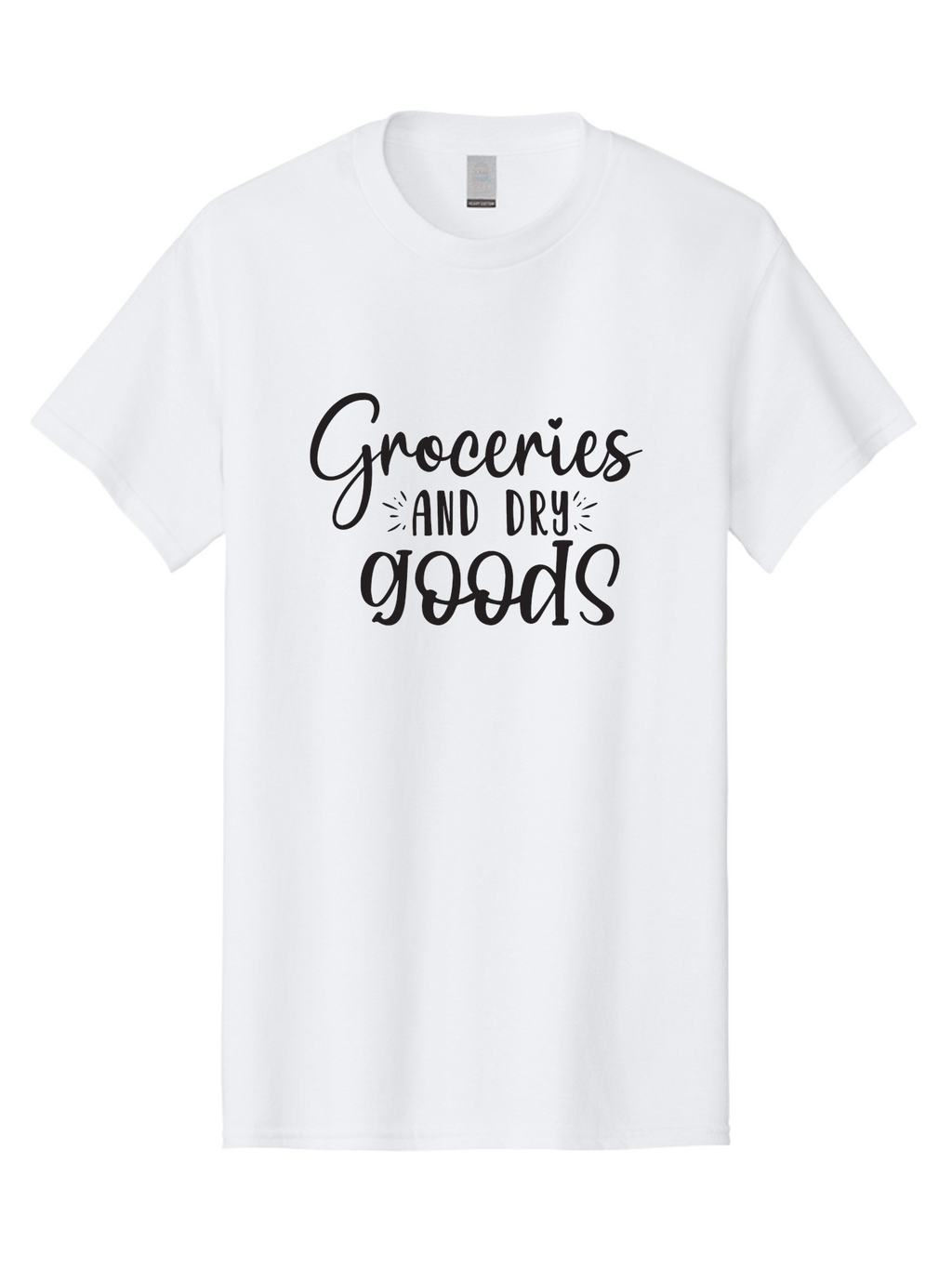 Groceries-And-Dry-Goods Men'S Graphic Tee, 100% Cotton, Comfortable Casual Summer Wear, Machine Washable, Grocery Shopping, Dry Goods, Food Essentials, Household Items, Store Signage, Shopping List, Grocery Store, Retail Signage, Aad407