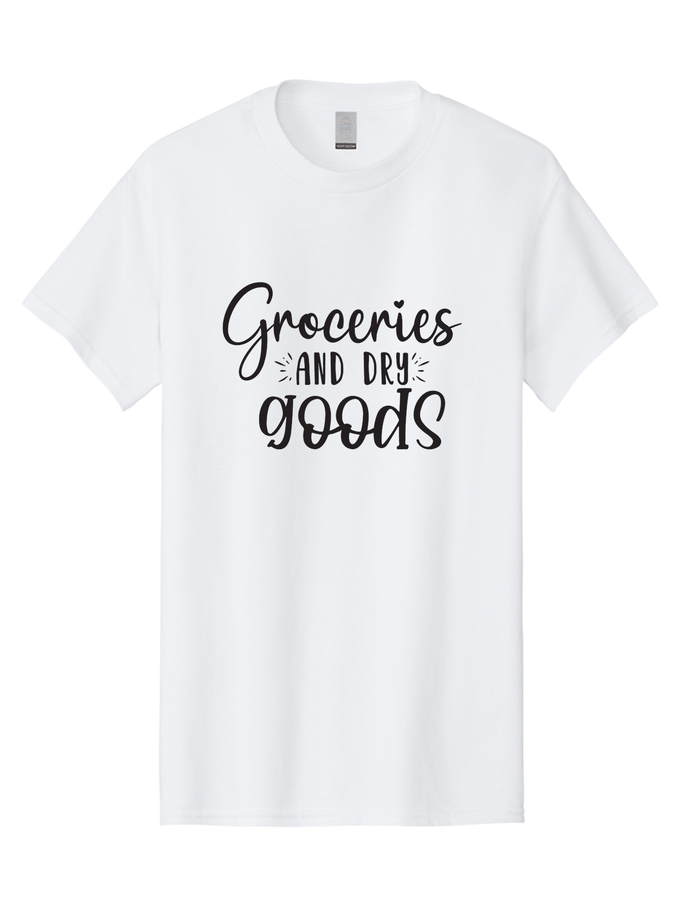 Groceries-And-Dry-Goods Men'S Graphic Tee, 100% Cotton, Comfortable Casual Summer Wear, Machine Washable, Grocery Shopping, Dry Goods, Food Essentials, Household Items, Store Signage, Shopping List, Grocery Store, Retail Signage, Aad407