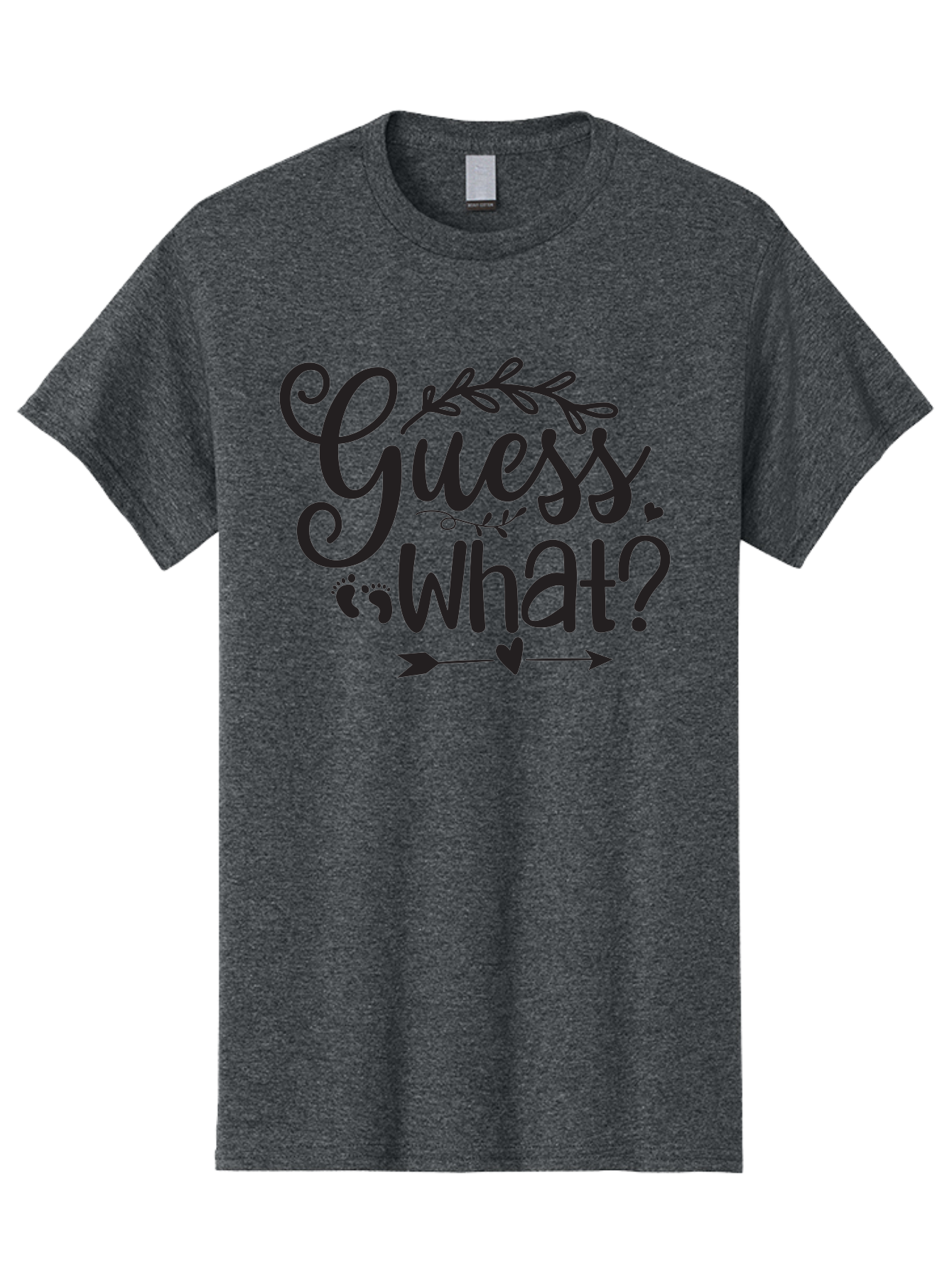 Guess-What Men'S Graphic Tee, 100% Cotton, Comfortable Casual Summer Wear, Machine Washable, Baby Announcement, Pregnancy Reveal, Baby Shower Invitation, New Arrival, Baby Feet, Arrow Design, Floral Wreath, Heart Symbol, Question Mark, Aad408
