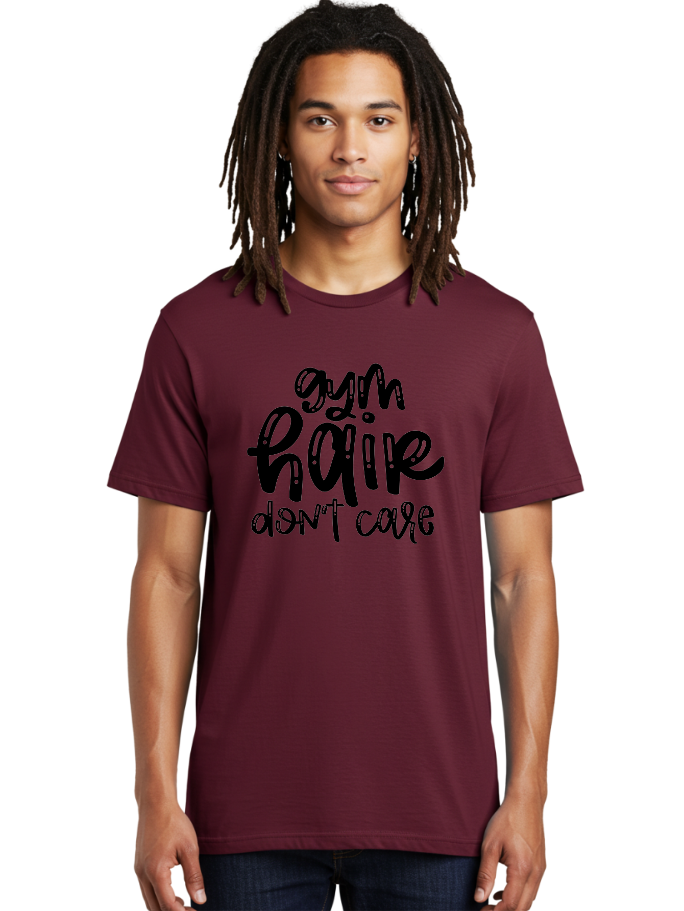 Gym-Hair-Don-T-Care Men'S Graphic Tee, 100% Cotton, Comfortable Casual Summer Wear, Machine Washable, Gym Hair Don’T Care, Fitness Motivation, Workout Inspiration, Funny Quotes, Fitness Humor, Motivational Quotes, Gym Culture Aad409