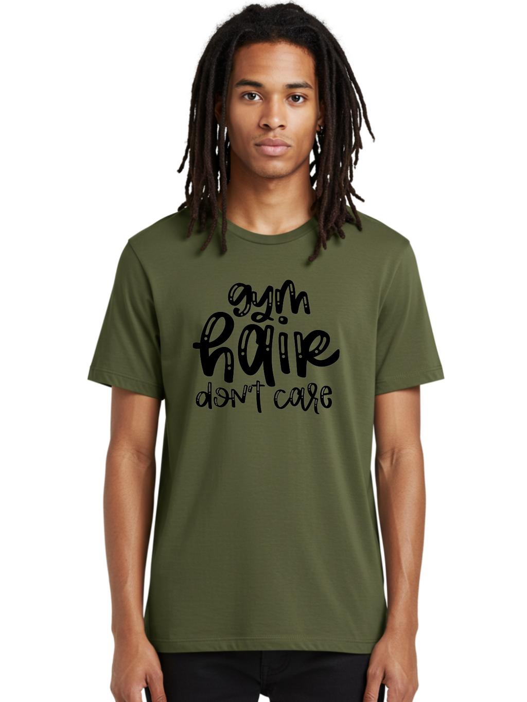 Gym-Hair-Don-T-Care Men'S Graphic Tee, 100% Cotton, Comfortable Casual Summer Wear, Machine Washable, Gym Hair Don’T Care, Fitness Motivation, Workout Inspiration, Funny Quotes, Fitness Humor, Motivational Quotes, Gym Culture Aad409