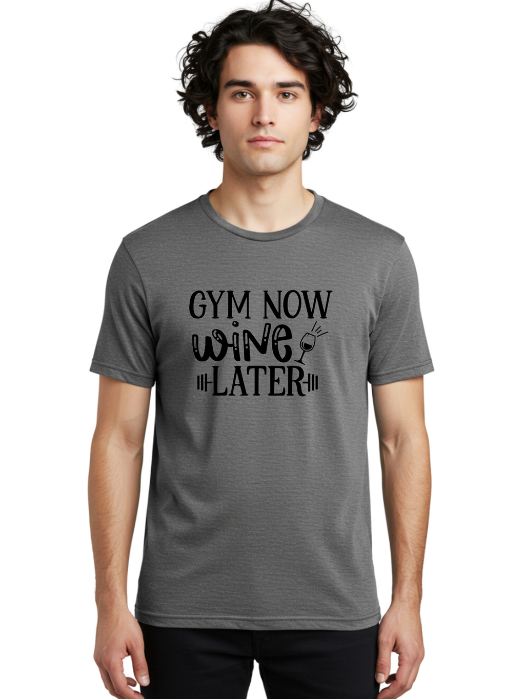 Gym-Now-Wine-Later Men'S Graphic Tee, 100% Cotton, Comfortable Casual Summer Wear, Machine Washable, Gym Motivation, Fitness Quote, Workout Inspiration, Wine Humor, Gym Now Wine Later, Fitness And Wine, Motivational Quote, Funny Gym Quote, Aad410