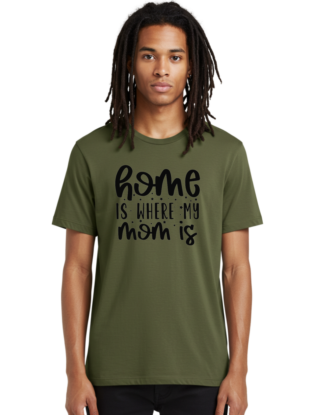 Home-Is-Where-My-Mom-Is Men'S Graphic Tee, 100% Cotton, Comfortable Casual Summer Wear, Machine Washable, Heartfelt Quote, Mother'S Love, Home Sweet Home, Family Bonding, Mother Child Relationship, Love Of Mother, Sentimental Phrase Aad414