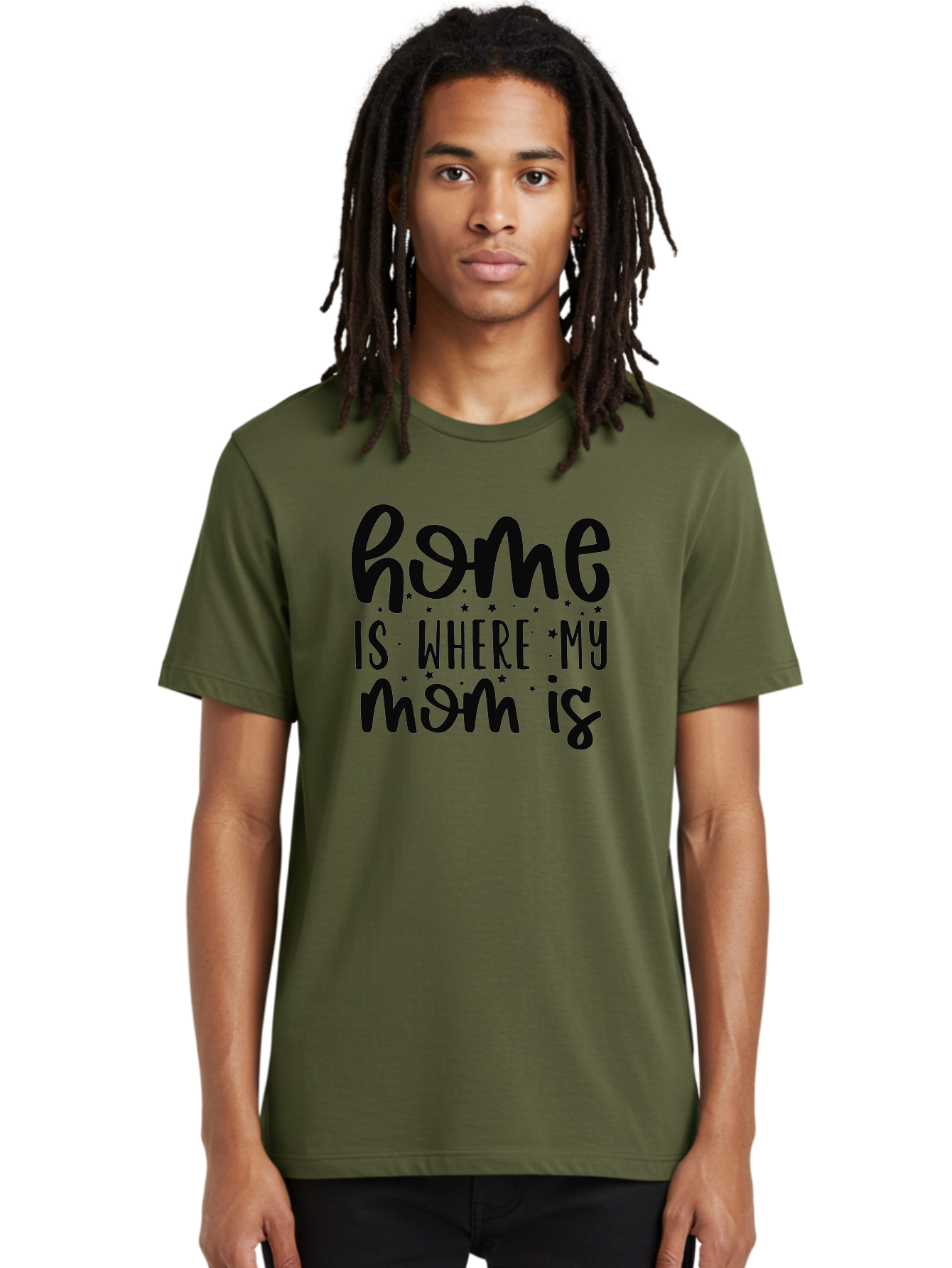 Home-Is-Where-My-Mom-Is Men'S Graphic Tee, 100% Cotton, Comfortable Casual Summer Wear, Machine Washable, Heartfelt Quote, Mother'S Love, Home Sweet Home, Family Bonding, Mother Child Relationship, Love Of Mother, Sentimental Phrase Aad414