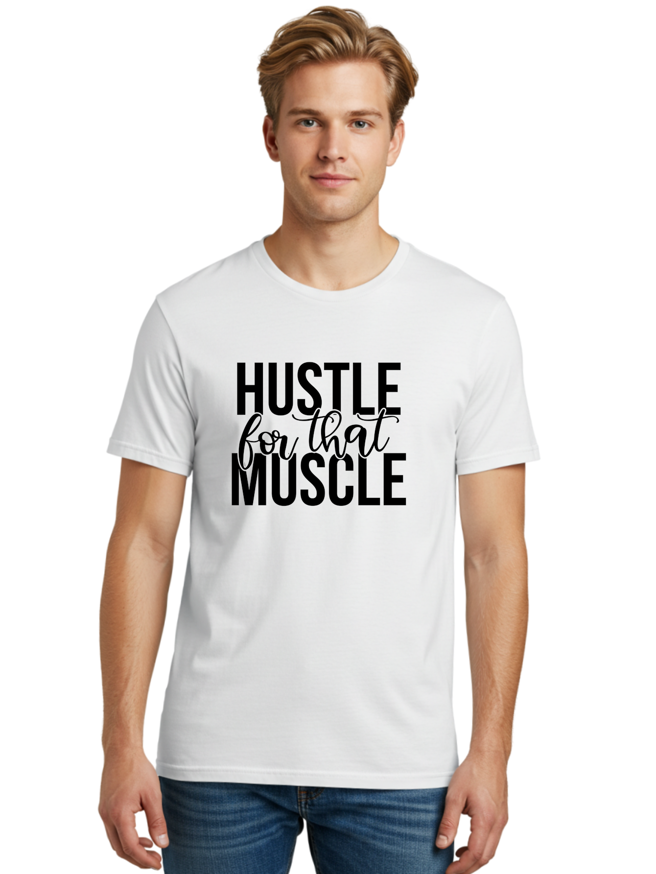 Hustle-For-That-Muscle Men'S Graphic Tee, 100% Cotton, Comfortable Casual Summer Wear, Machine Washable, Motivational Quote, Fitness Inspiration, Workout Motivation, Gym Motivation, Fitness Quotes, Bodybuilding, Weightlifting, Aad415