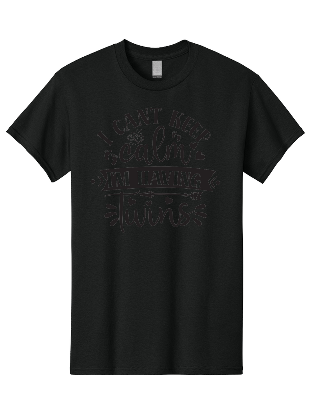 I-Cant-Keep-Calm-Im-Having-Twins Men'S Graphic Tee, 100% Cotton, Comfortable Casual Summer Wear, Machine Washable, Twin Pregnancy Announcement, Calm Design Parody, Having Twins, Pregnancy Reveal, Baby Feet, Hearts, Arrow, Playful Typography, Aad417