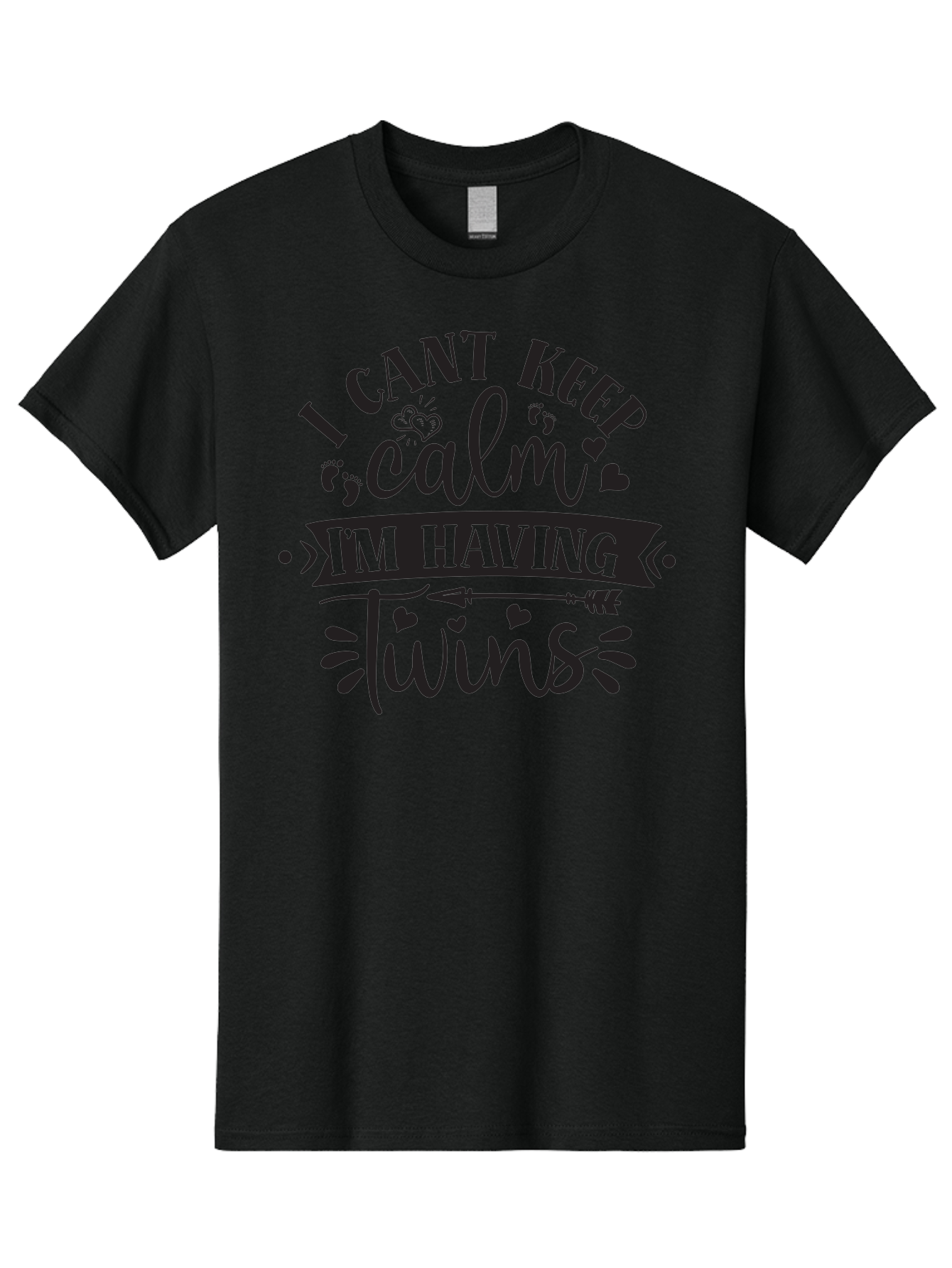 I-Cant-Keep-Calm-Im-Having-Twins Men'S Graphic Tee, 100% Cotton, Comfortable Casual Summer Wear, Machine Washable, Twin Pregnancy Announcement, Calm Design Parody, Having Twins, Pregnancy Reveal, Baby Feet, Hearts, Arrow, Playful Typography, Aad417