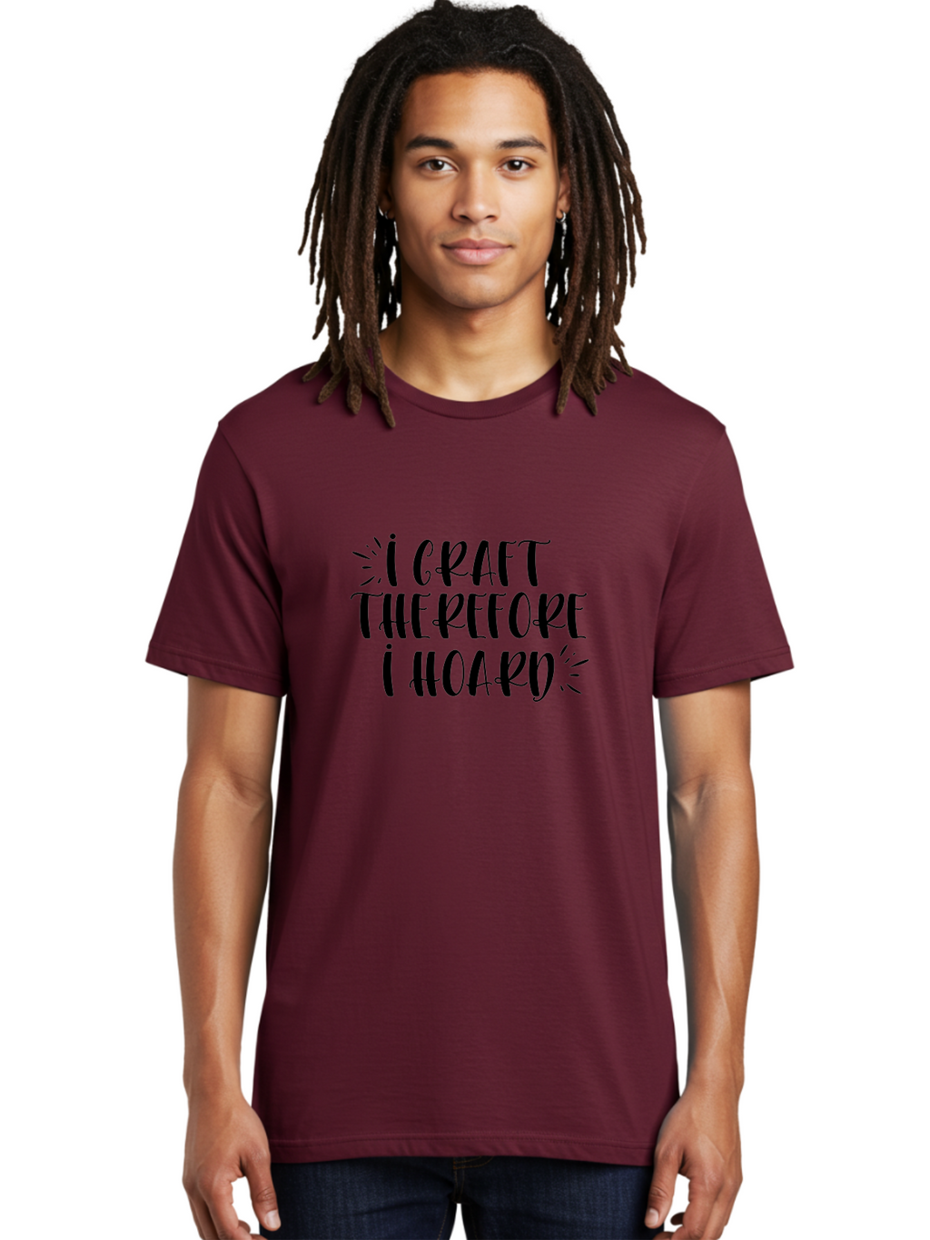 I-Craft-Therefore-I-Hoard Men'S Graphic Tee, 100% Cotton, Comfortable Casual Summer Wear, Machine Washable, Crafting Humor, Crafting Quote, Crafter'S Life, Creative Humor, Handmade Hobby, Crafting Passion, Crafty Sayings, Crafter'S Quote, Aad419
