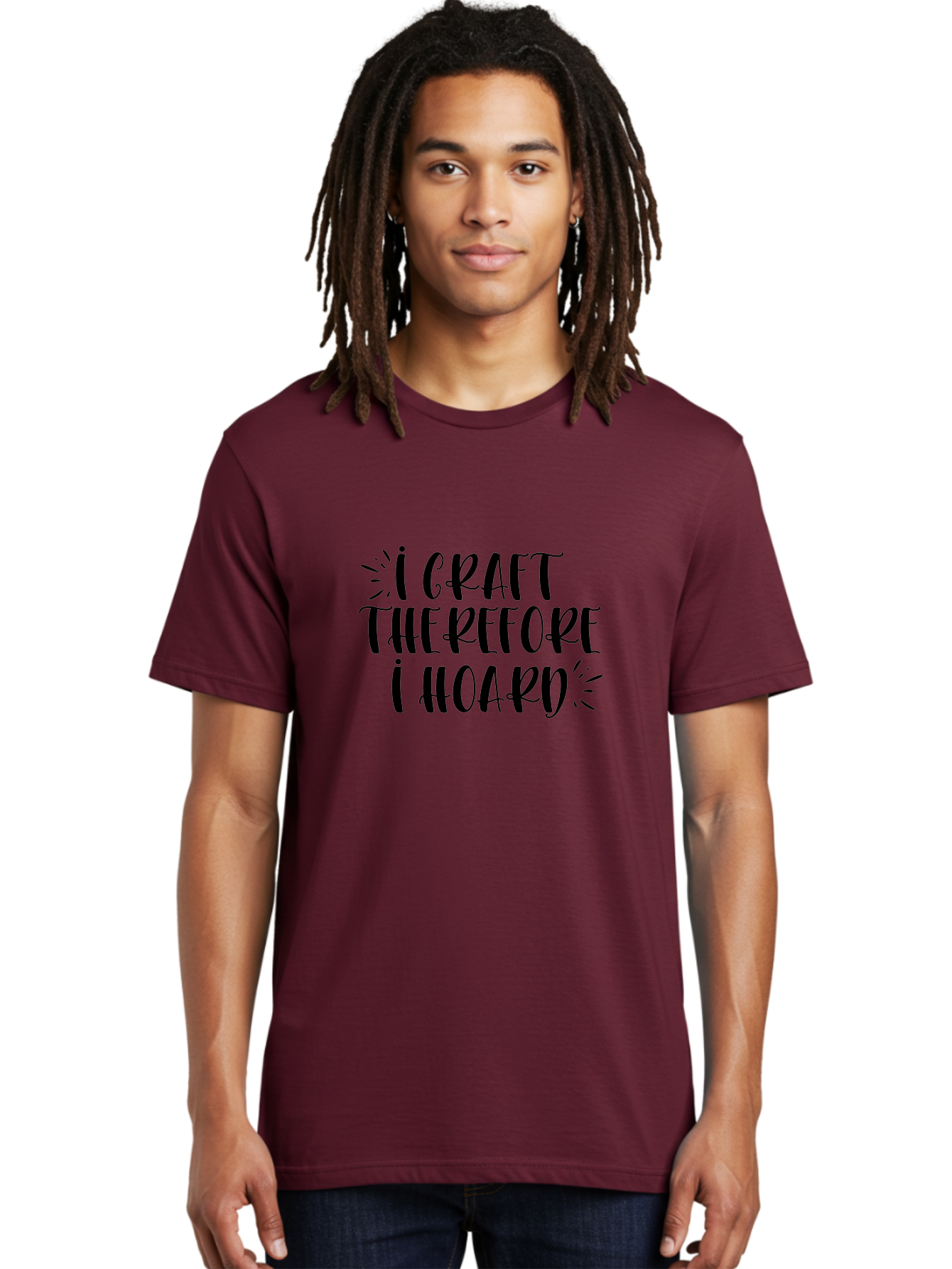 I-Craft-Therefore-I-Hoard Men'S Graphic Tee, 100% Cotton, Comfortable Casual Summer Wear, Machine Washable, Crafting Humor, Crafting Quote, Crafter'S Life, Creative Humor, Handmade Hobby, Crafting Passion, Crafty Sayings, Crafter'S Quote, Aad419