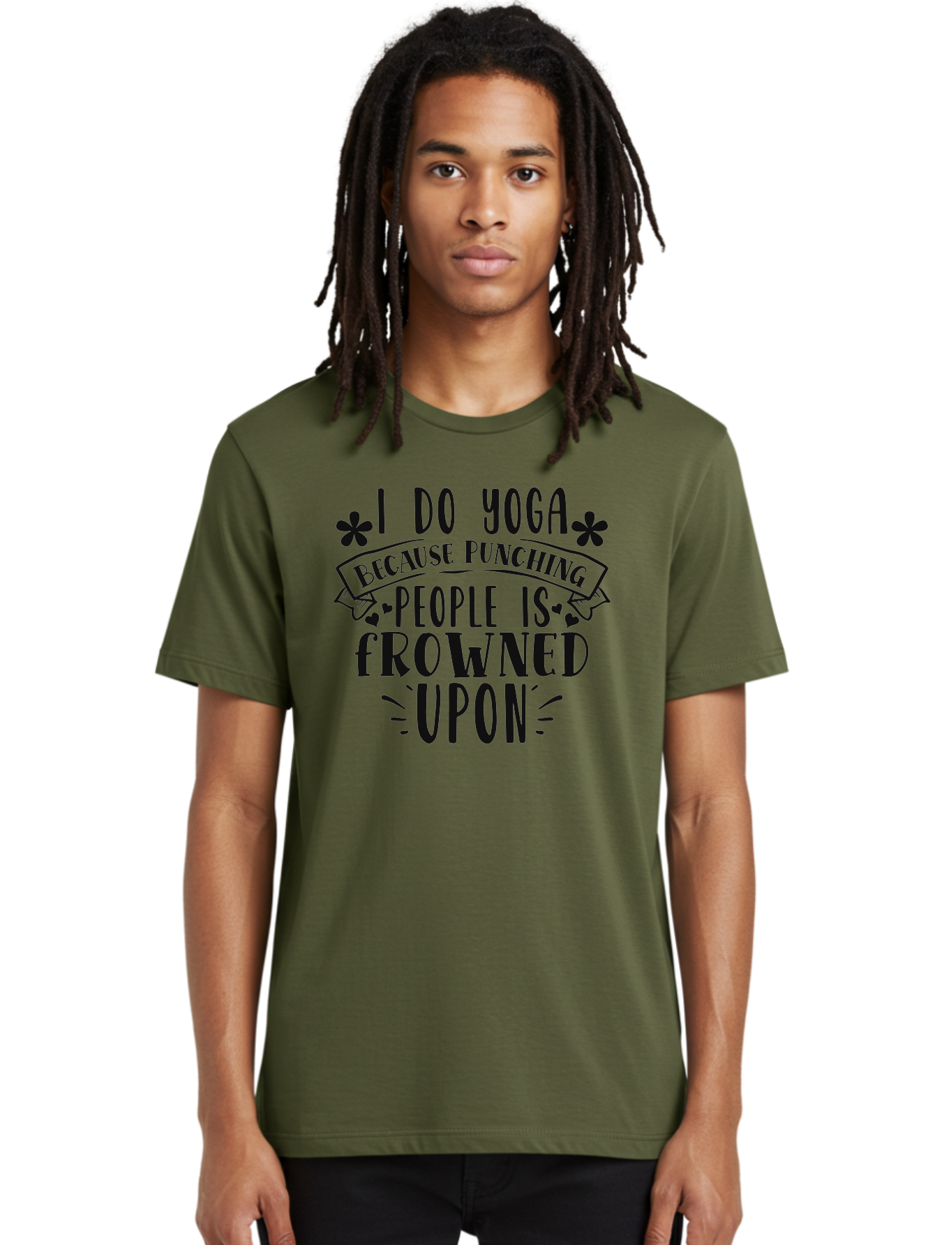 I-Do-Yoga-Because-Punching-People-Is-Frowned-Upon Men'S Graphic Tee, 100% Cotton, Comfortable Casual Summer Wear, Machine Washable, Yoga Humor, Mindfulness, Meditation, Wellness, Stress Relief, Zen, Motivational Quotes, Funny Sayings, Aad420
