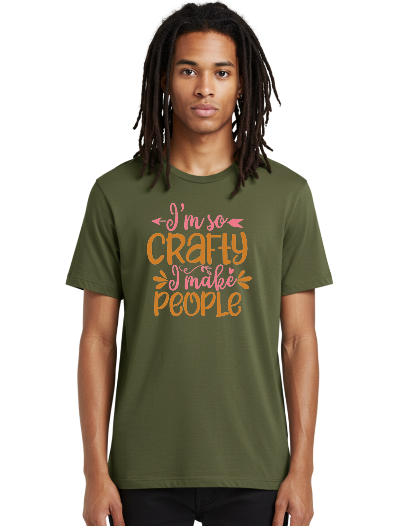 I-M-So-Crafty-I-Make-People Men'S Graphic Tee, 100% Cotton, Comfortable Casual Summer Wear, Machine Washable, Crafty Quote, Handmade Humor, Diy Inspiration, Crafting Passion, Creative Quote, Funny Crafting Sayings, Crafty People, Aad424