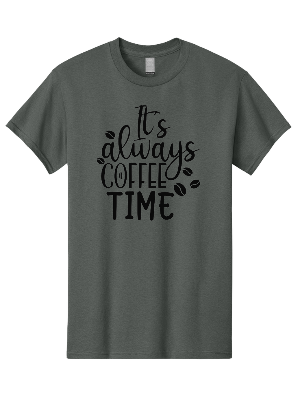 It-S-Always-Coffee-Time Men'S Graphic Tee, 100% Cotton, Comfortable Casual Summer Wear, Machine Washable, Coffee Time, Coffee Lovers, Coffee Break, Coffee Quote, Coffee Inspiration, Coffee Culture, Coffee Phrase, Coffee Art Aad427