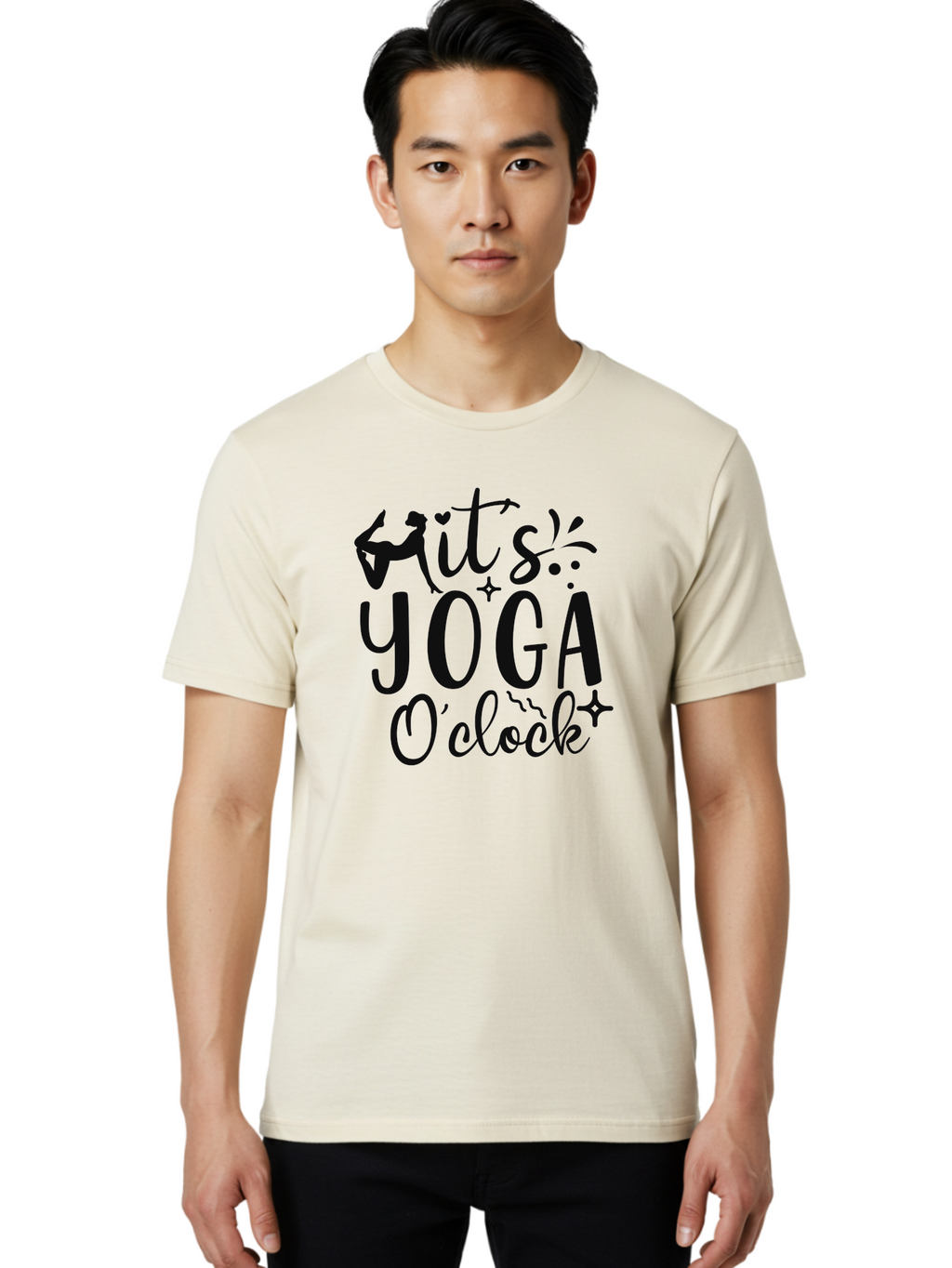 It-S-Yoga-O-Clock Men'S Graphic Tee, 100% Cotton, Comfortable Casual Summer Wear, Machine Washable, Yoga Inspiration, Motivational Quote, Wellness Quote, Mindfulness, Yoga Practice, Positive Affirmation, Fitness Motivation, Yoga Love, Aad428