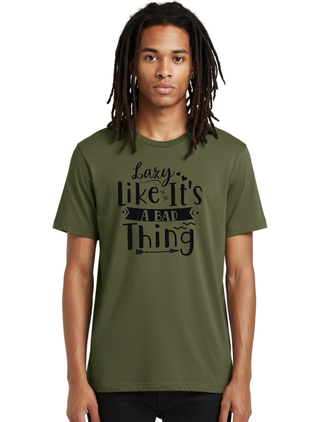 Lazy-Like-It-S-A-Bad-Thing Men'S Graphic Tee, 100% Cotton, Comfortable Casual Summer Wear, Machine Washable, Funny Quote, Lazy Humor, Motivational Phrase, Inspirational Saying, Novelty Graphic, Witty Text, Lazy Day Vibes, Relaxed Attitude Aad429
