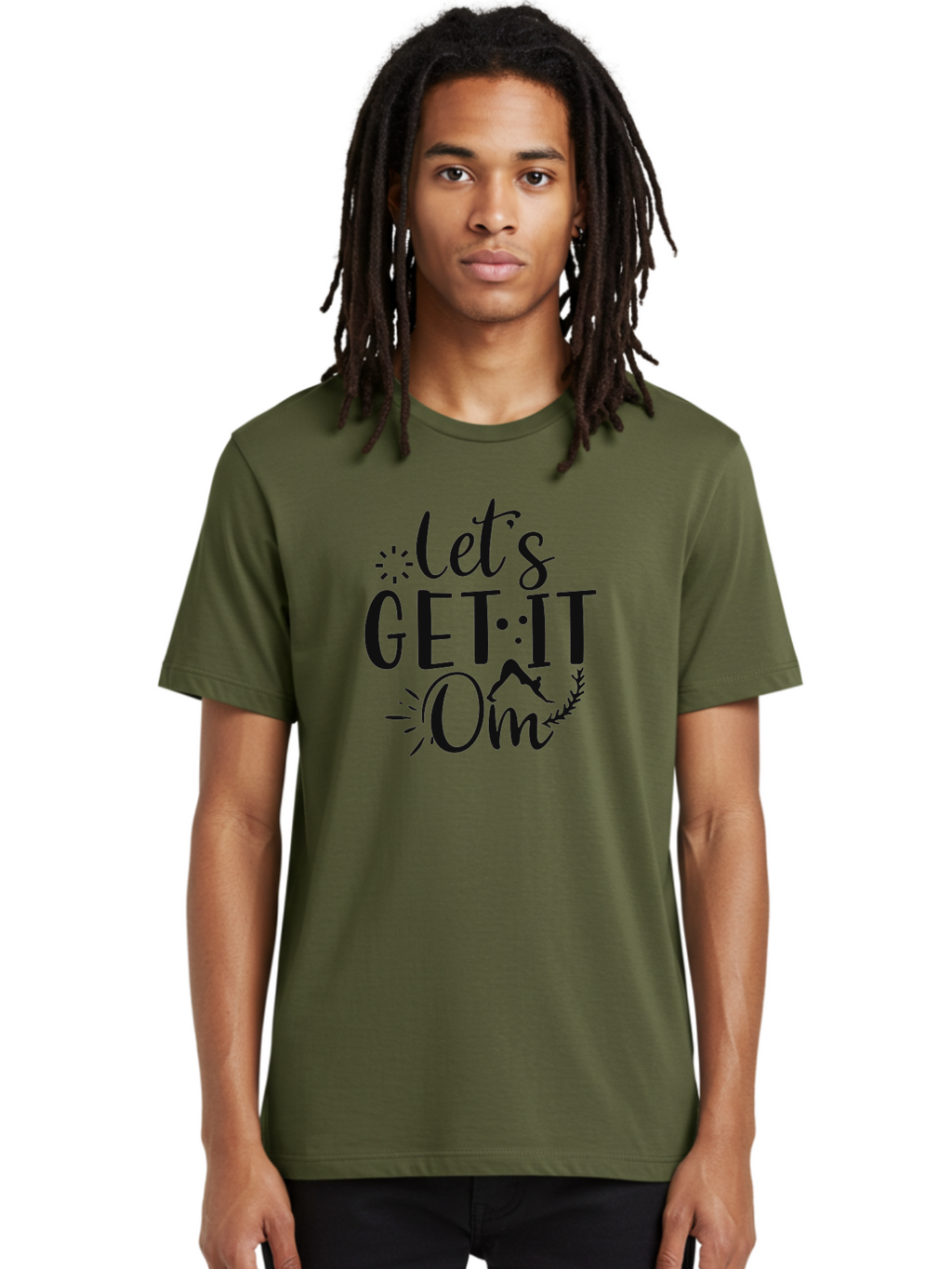 Let-S-Get-It-Om Men'S Graphic Tee, 100% Cotton, Comfortable Casual Summer Wear, Machine Washable, Yoga Inspiration, Mindfulness, Wellness Quotes, Meditation Motivation, Zen Lifestyle, Fitness Mantra, Om Symbol, Spiritual Journey Aad430