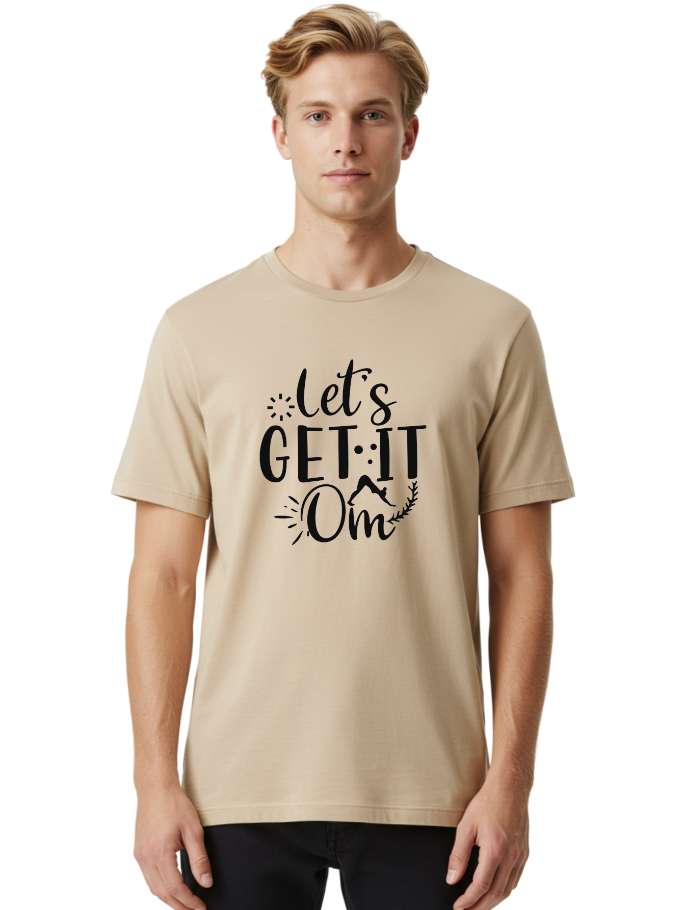 Let-S-Get-It-Om Men'S Graphic Tee, 100% Cotton, Comfortable Casual Summer Wear, Machine Washable, Yoga Inspiration, Mindfulness, Wellness Quotes, Meditation Motivation, Zen Lifestyle, Fitness Mantra, Om Symbol, Spiritual Journey Aad430