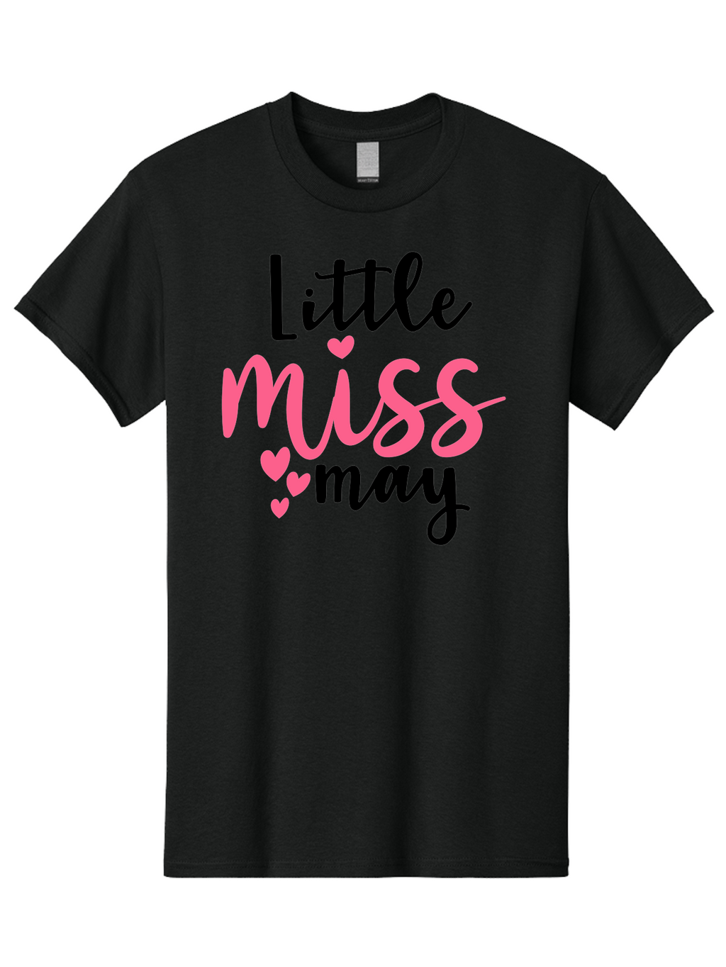 Little-Miss-May Men'S Graphic Tee, 100% Cotton, Comfortable Casual Summer Wear, Machine Washable, Cute Typography, Feminine Design, Heart Motifs, Little Miss May, Sweet Aesthetic, Playful Hearts, Girly Vibe, Whimsical Style Aad432