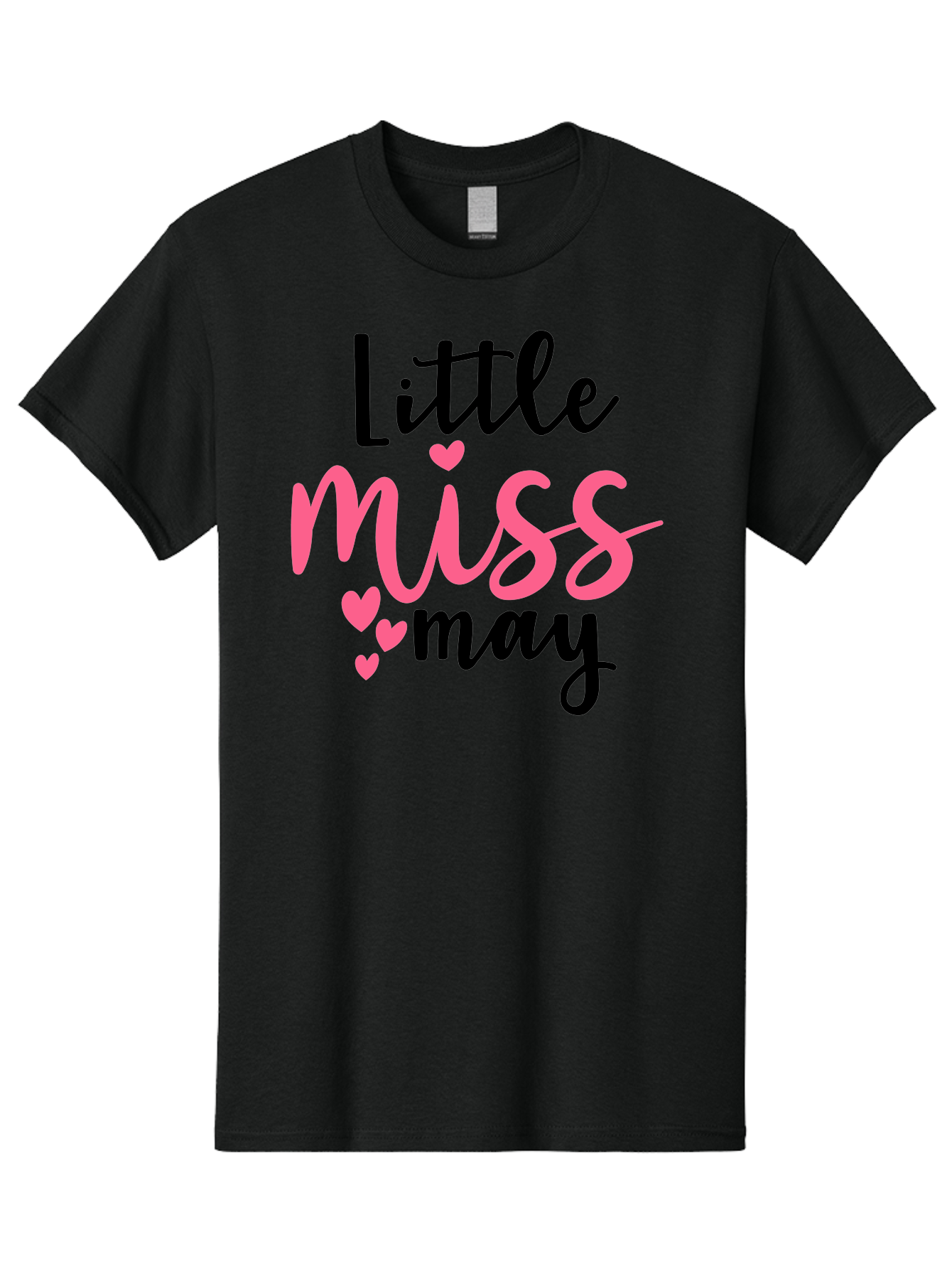 Little-Miss-May Men'S Graphic Tee, 100% Cotton, Comfortable Casual Summer Wear, Machine Washable, Cute Typography, Feminine Design, Heart Motifs, Little Miss May, Sweet Aesthetic, Playful Hearts, Girly Vibe, Whimsical Style Aad432