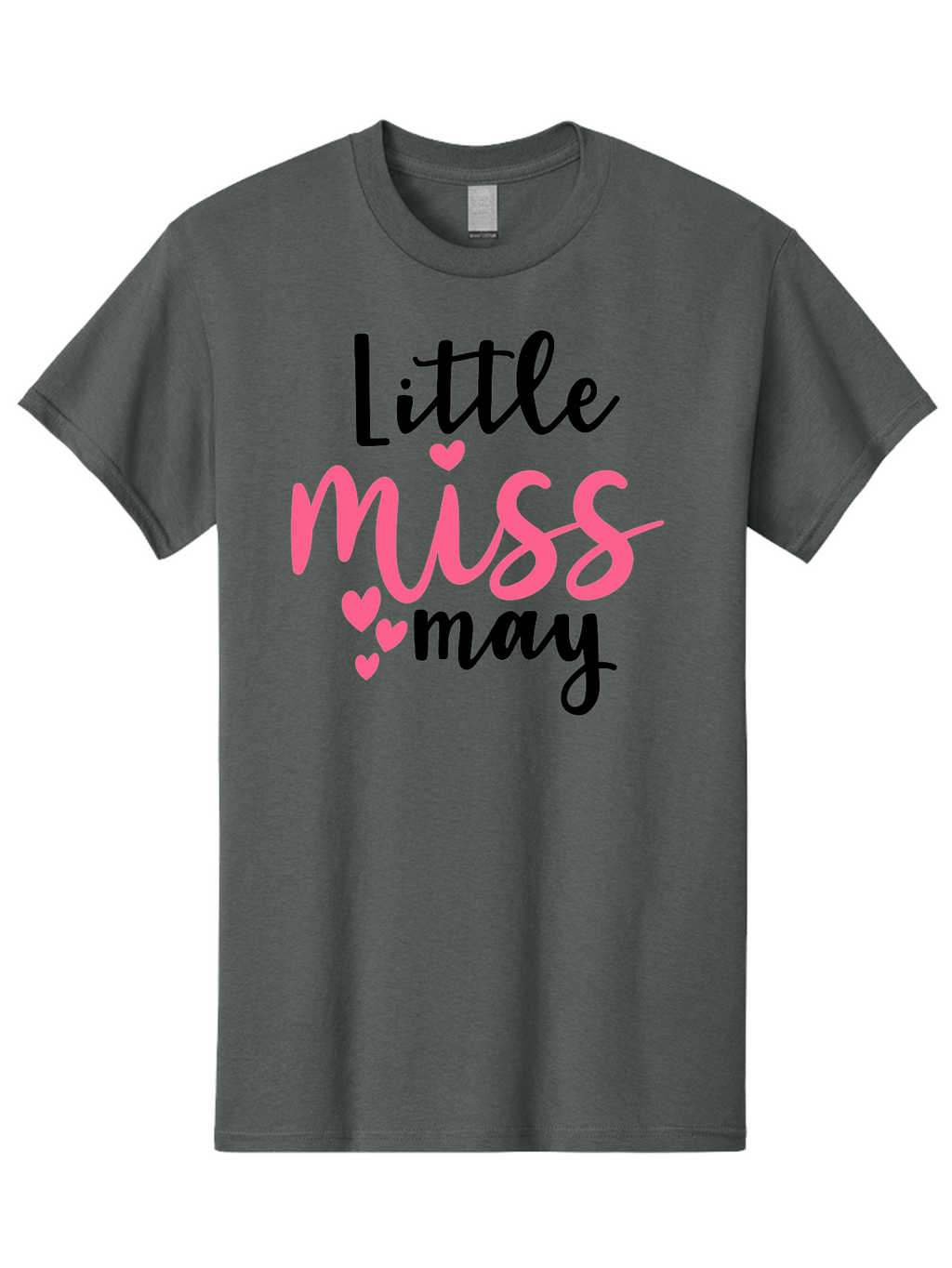 Little-Miss-May Men'S Graphic Tee, 100% Cotton, Comfortable Casual Summer Wear, Machine Washable, Cute Typography, Feminine Design, Heart Motifs, Little Miss May, Sweet Aesthetic, Playful Hearts, Girly Vibe, Whimsical Style Aad432