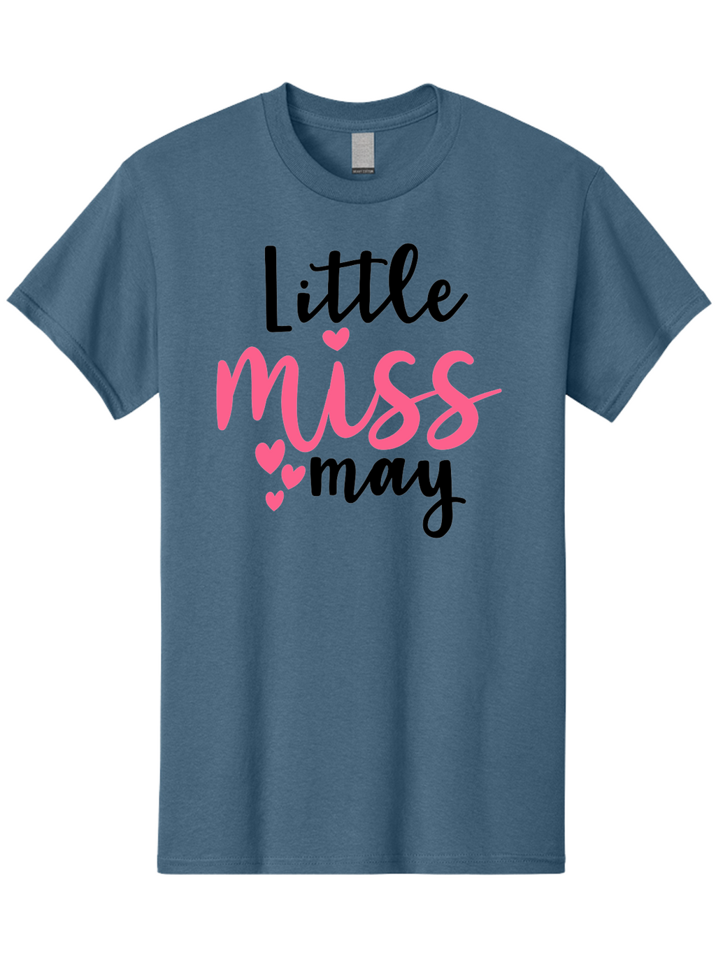 Little-Miss-May Men'S Graphic Tee, 100% Cotton, Comfortable Casual Summer Wear, Machine Washable, Cute Typography, Feminine Design, Heart Motifs, Little Miss May, Sweet Aesthetic, Playful Hearts, Girly Vibe, Whimsical Style Aad432