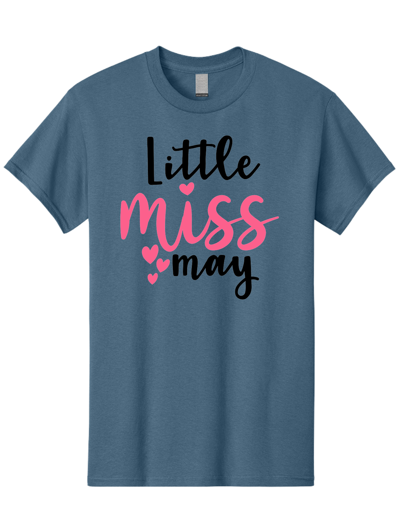 Little-Miss-May Men'S Graphic Tee, 100% Cotton, Comfortable Casual Summer Wear, Machine Washable, Cute Typography, Feminine Design, Heart Motifs, Little Miss May, Sweet Aesthetic, Playful Hearts, Girly Vibe, Whimsical Style Aad432