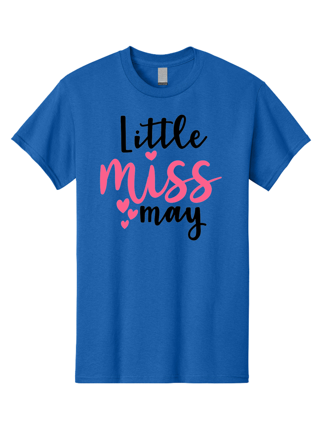 Little-Miss-May Men'S Graphic Tee, 100% Cotton, Comfortable Casual Summer Wear, Machine Washable, Cute Typography, Feminine Design, Heart Motifs, Little Miss May, Sweet Aesthetic, Playful Hearts, Girly Vibe, Whimsical Style Aad432