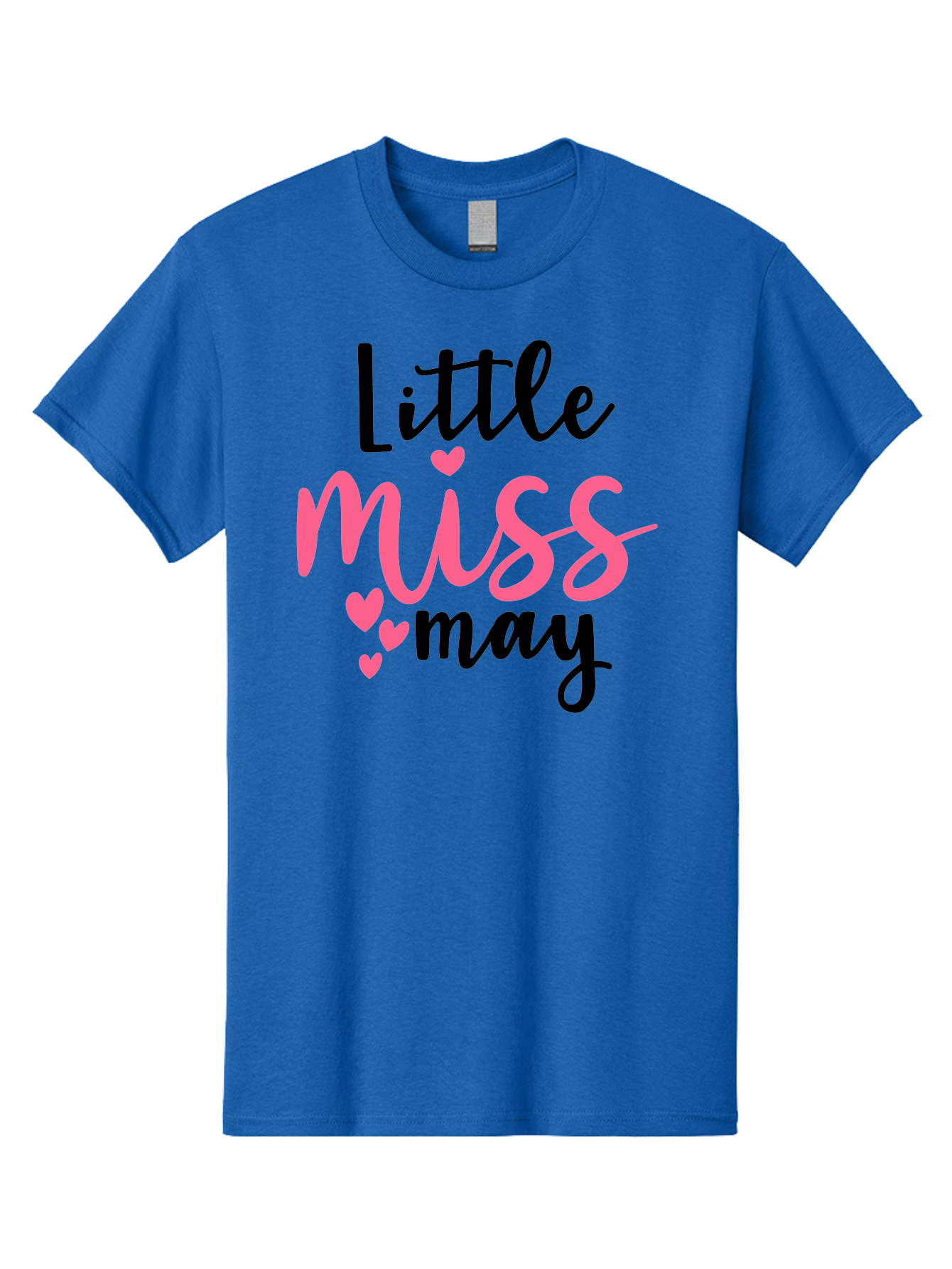 Little-Miss-May Men'S Graphic Tee, 100% Cotton, Comfortable Casual Summer Wear, Machine Washable, Cute Typography, Feminine Design, Heart Motifs, Little Miss May, Sweet Aesthetic, Playful Hearts, Girly Vibe, Whimsical Style Aad432