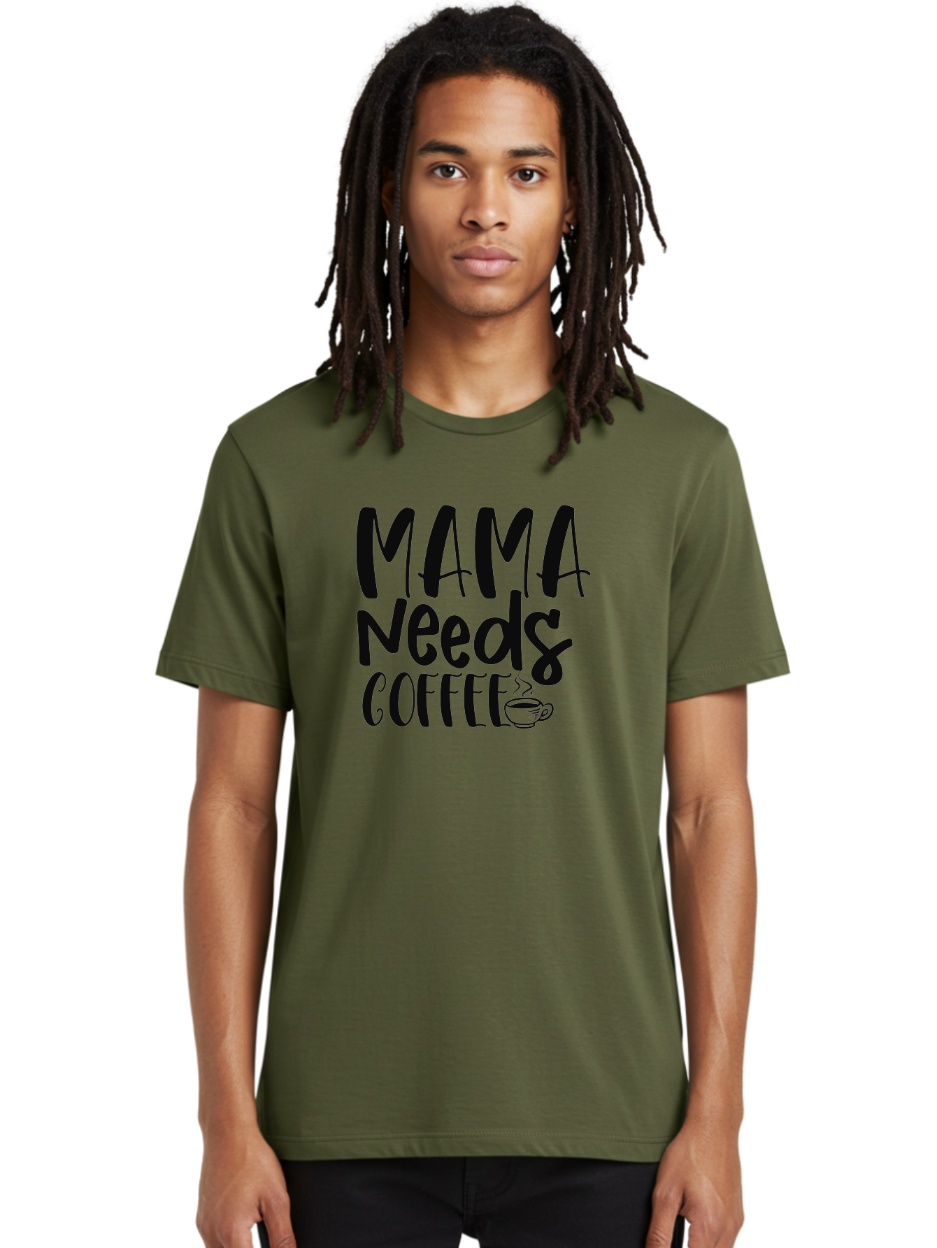 Mama-Needs-Coffee Men'S Graphic Tee, 100% Cotton, Comfortable Casual Summer Wear, Machine Washable, Funny Mom Quote, Coffee Humor, Motherhood, Caffeine Fix, Mom Life, Humorous Saying, Coffee Lover, Mama Needs Coffee Aad434
