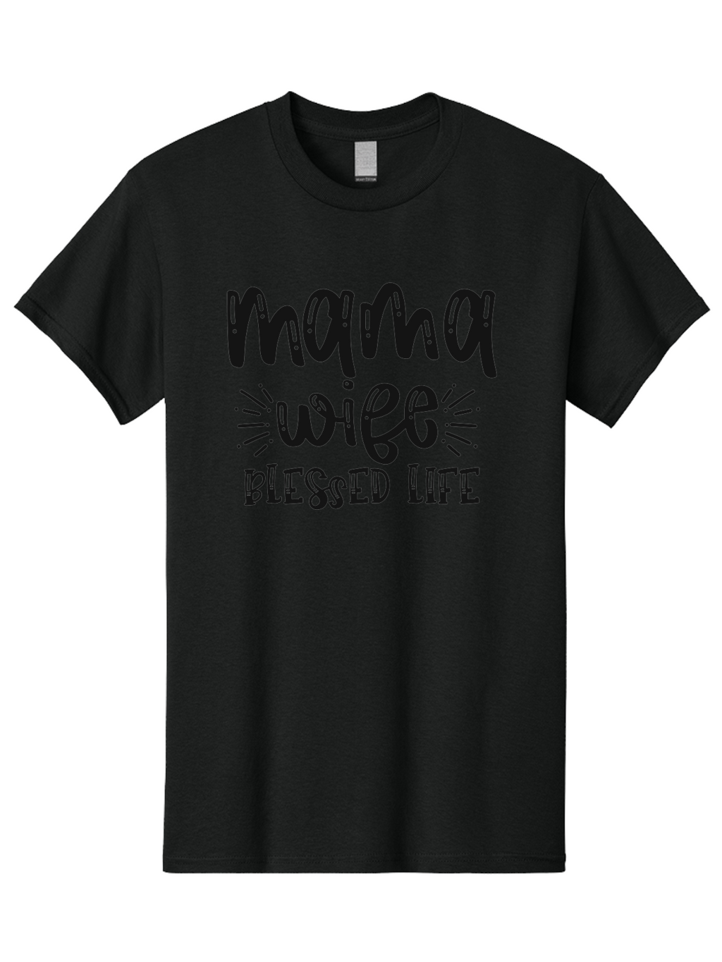 Mama-Wife-Blessed-Life Men'S Graphic Tee, 100% Cotton, Comfortable Casual Summer Wear, Machine Washable, Mama Wife Blessed Life, Inspirational Quotes, Motivational Phrases, Motherhood, Marriage, Faith, Positive Affirmations, Family Values, Aad436