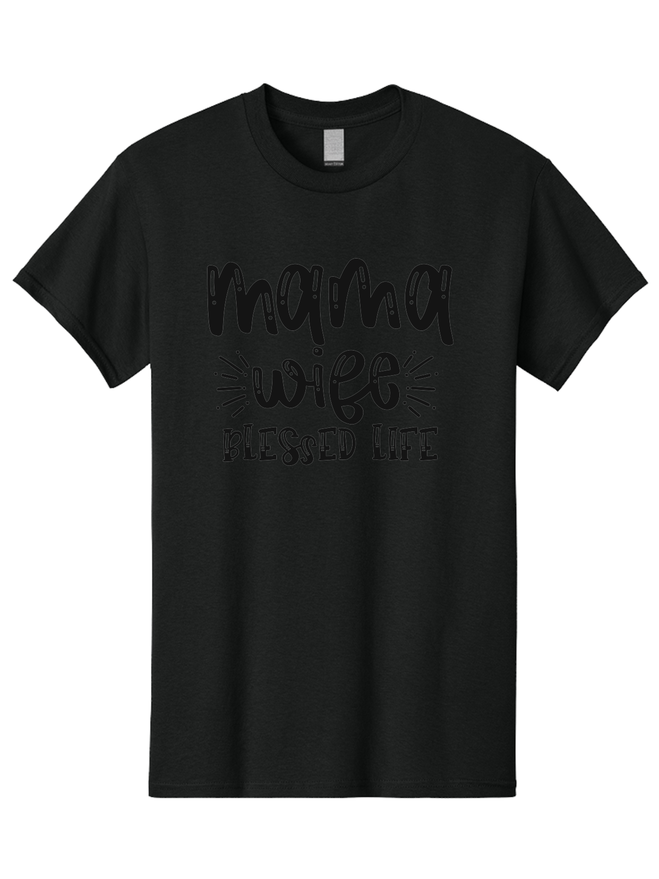 Mama-Wife-Blessed-Life Men'S Graphic Tee, 100% Cotton, Comfortable Casual Summer Wear, Machine Washable, Mama Wife Blessed Life, Inspirational Quotes, Motivational Phrases, Motherhood, Marriage, Faith, Positive Affirmations, Family Values, Aad436