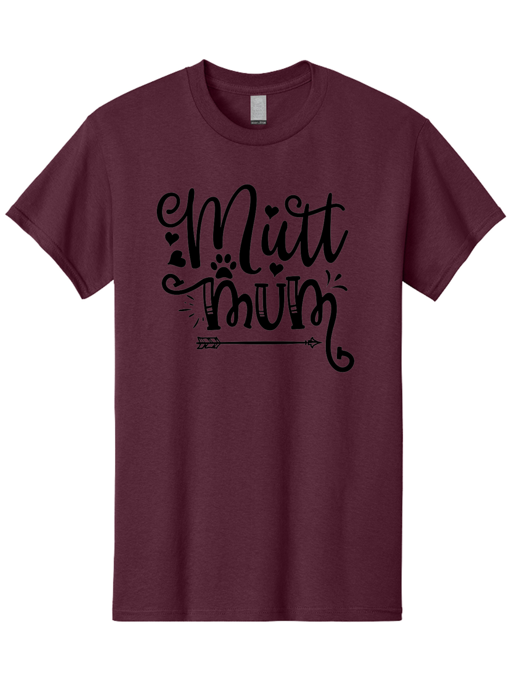 Mitt-Mum Men'S Graphic Tee, 100% Cotton, Comfortable Casual Summer Wear, Machine Washable, Mitt Mum, Dog Mom, Pet Lover, Cute Typography, Black Font, Hearts, Paw Print, Arrow Design, Whimsical Elements, Dog Mom Gifts, Pet Accessories Aad439