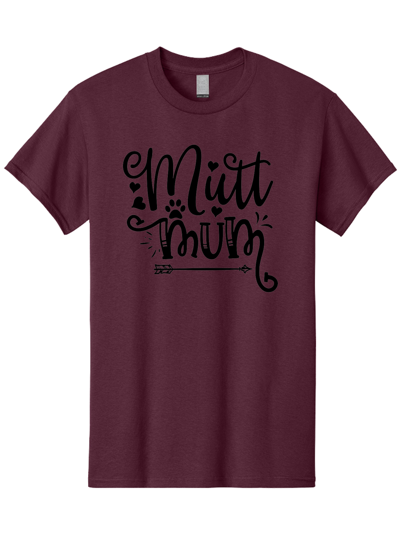 Mitt-Mum Men'S Graphic Tee, 100% Cotton, Comfortable Casual Summer Wear, Machine Washable, Mitt Mum, Dog Mom, Pet Lover, Cute Typography, Black Font, Hearts, Paw Print, Arrow Design, Whimsical Elements, Dog Mom Gifts, Pet Accessories Aad439