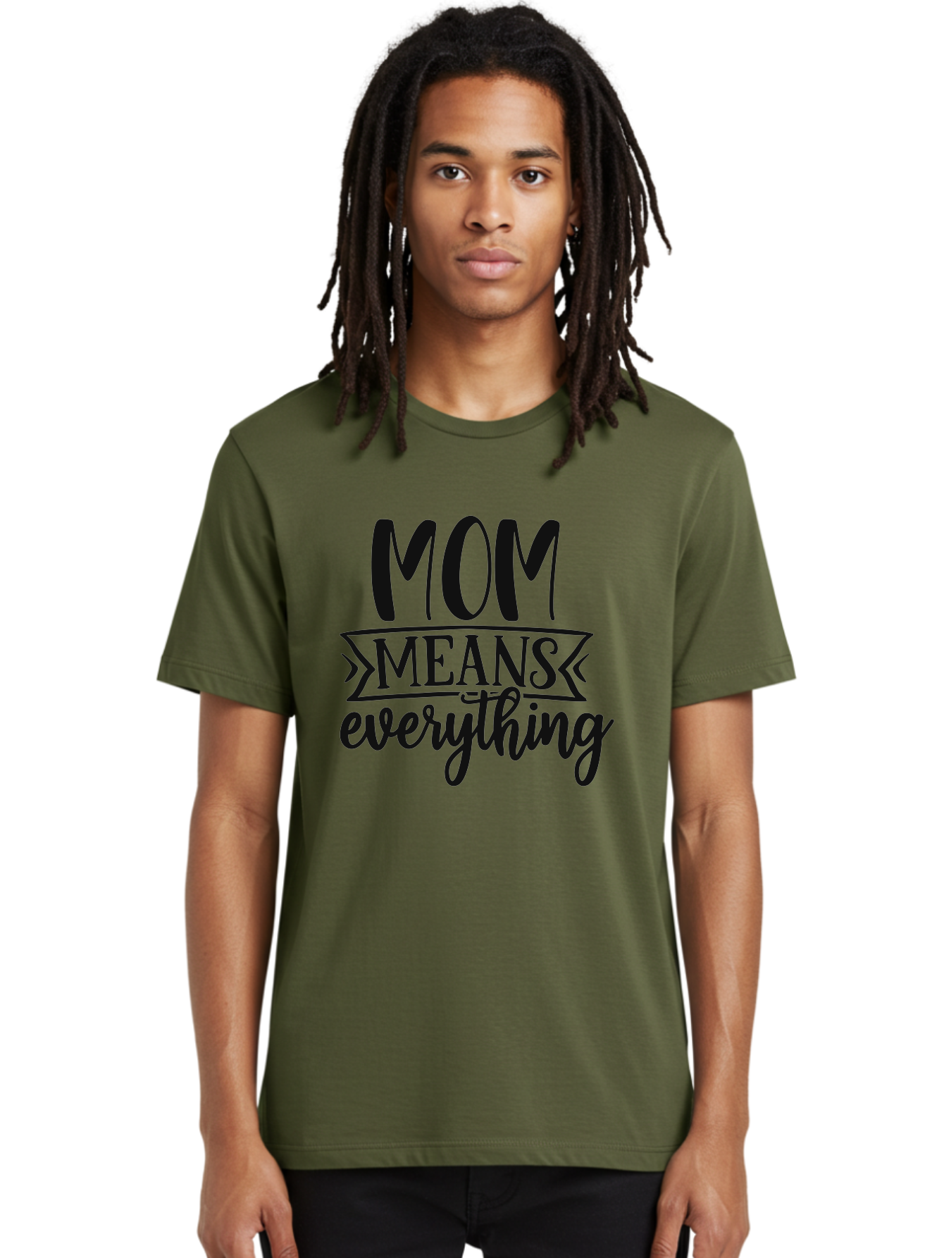Mom-Means-Everything Men'S Graphic Tee, 100% Cotton, Comfortable Casual Summer Wear, Machine Washable, Mother'S Day Quote, Mom Means Everything, Mother'S Love, Mom Appreciation, Inspirational Quote, Family Values, Love And Care Aad442