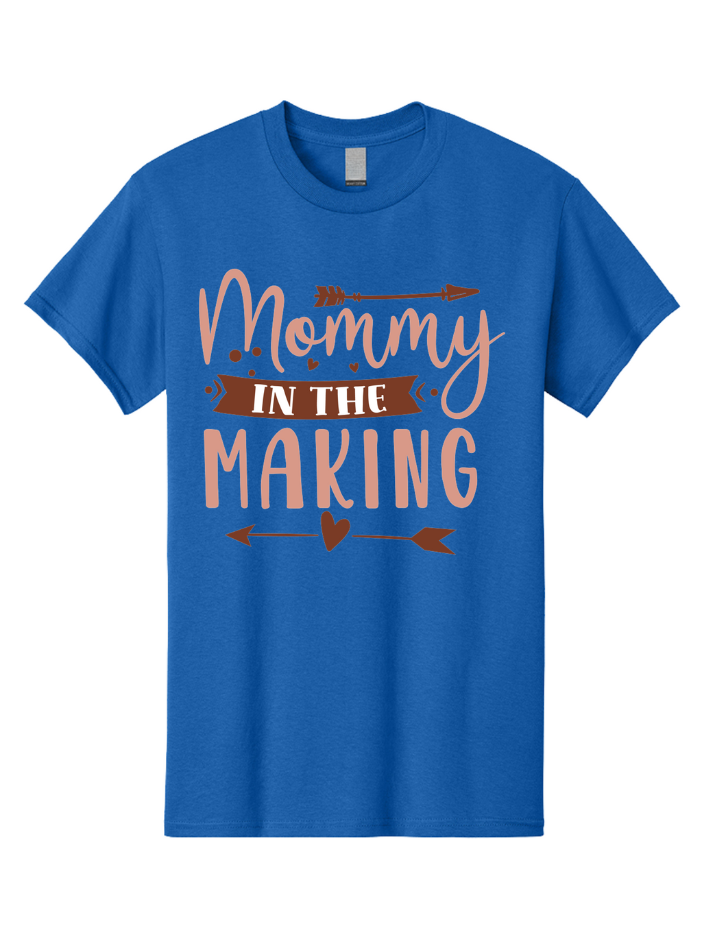 Mommy-In-The-Making Men'S Graphic Tee, 100% Cotton, Comfortable Casual Summer Wear, Machine Washable, Mommy In The Making, Pregnancy Announcement, Baby On The Way, Motherhood, Arrow Design, Pink Lettering, Heartwarming Message, Aad444