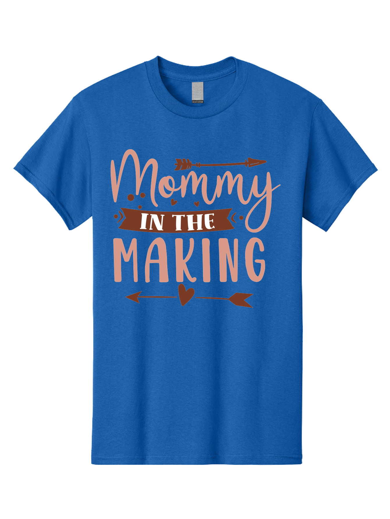 Mommy-In-The-Making Men'S Graphic Tee, 100% Cotton, Comfortable Casual Summer Wear, Machine Washable, Mommy In The Making, Pregnancy Announcement, Baby On The Way, Motherhood, Arrow Design, Pink Lettering, Heartwarming Message, Aad444
