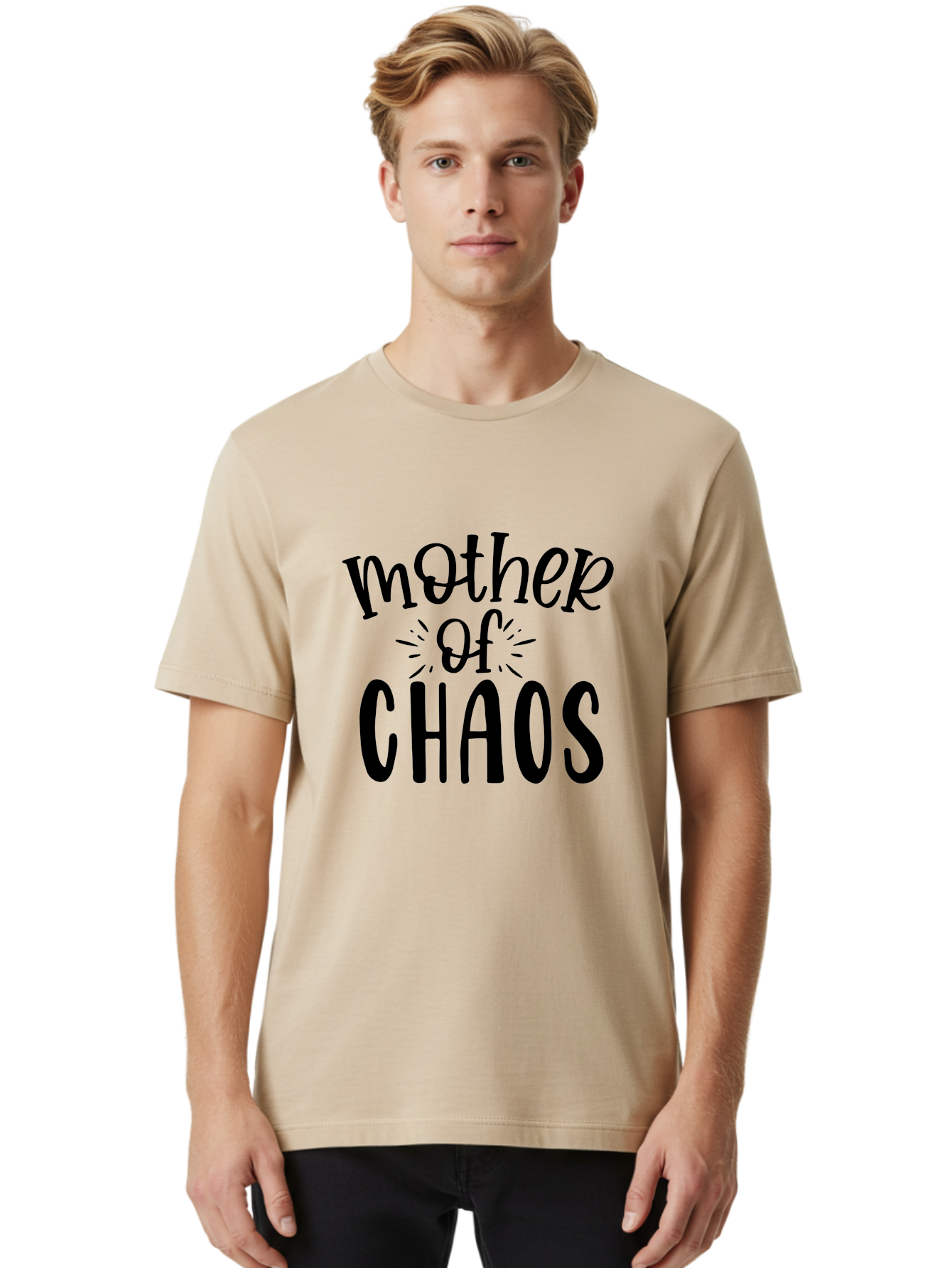 Mother-Of-Chaos Men'S Graphic Tee, 100% Cotton, Comfortable Casual Summer Wear, Machine Washable, Funny Mom Quote, Motherhood Humor, Chaotic Parenting, Mom Life, Humorous Saying, Quirky Mom, Chaos Coordinator, Parenting Jokes Aad447