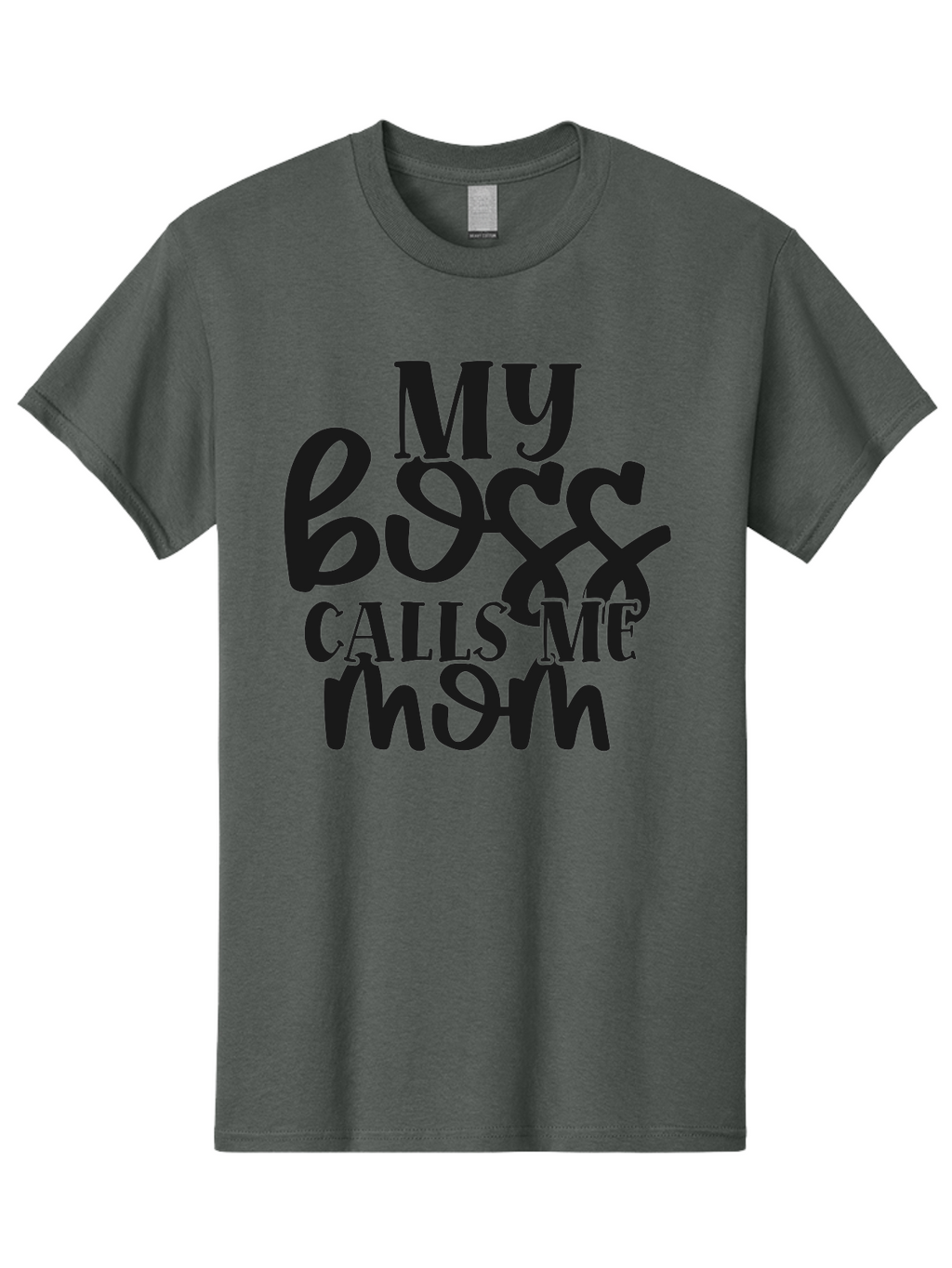 My-Boss-Calls-Me-Mom Men'S Graphic Tee, 100% Cotton, Comfortable Casual Summer Wear, Machine Washable, Funny Mom Quote, Working Mom Humor, Office Mom Joke, Mom Life, Workplace Humor, Motherhood, Working Mother, Office Humor Aad448