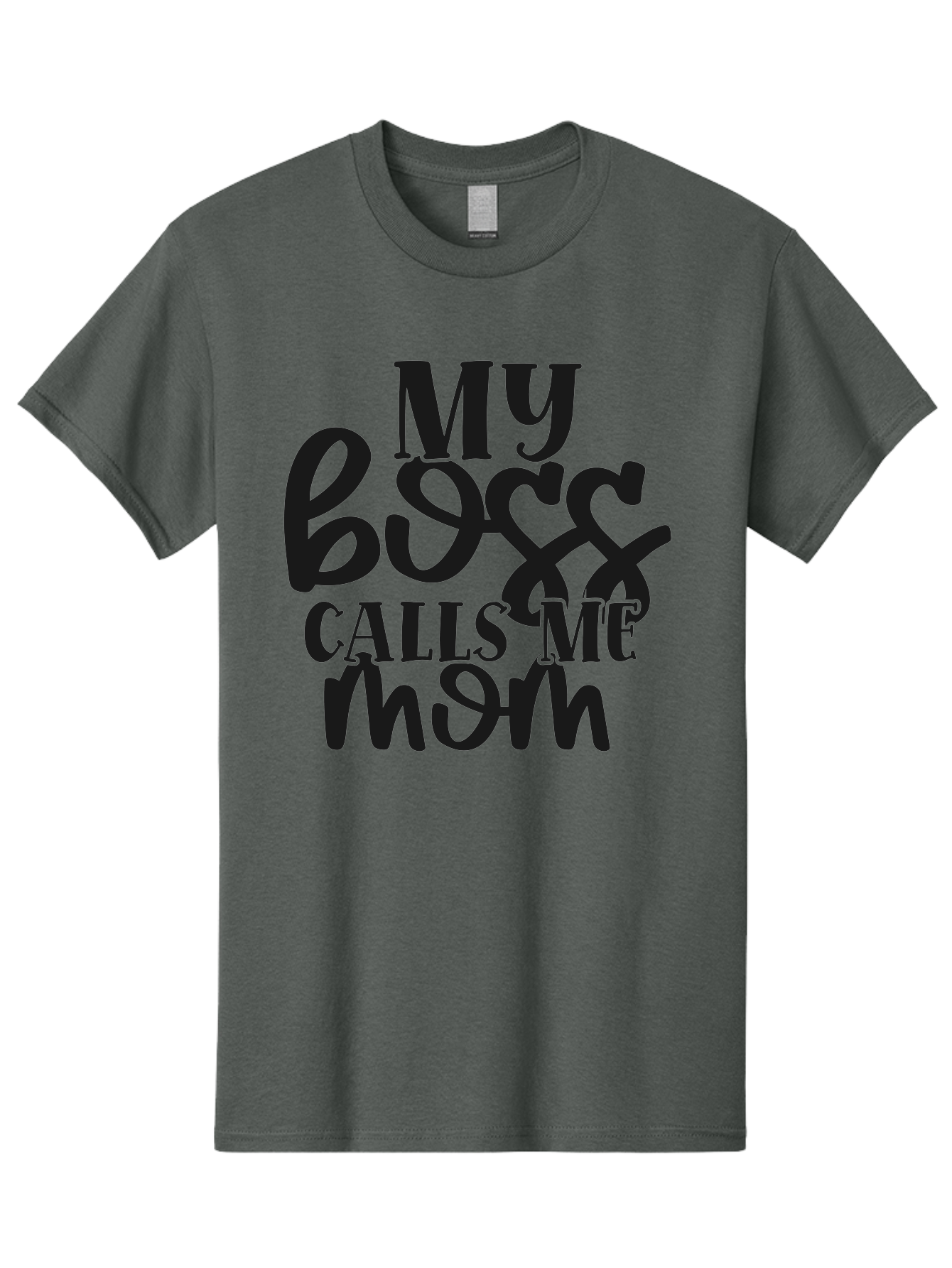 My-Boss-Calls-Me-Mom Men'S Graphic Tee, 100% Cotton, Comfortable Casual Summer Wear, Machine Washable, Funny Mom Quote, Working Mom Humor, Office Mom Joke, Mom Life, Workplace Humor, Motherhood, Working Mother, Office Humor Aad448