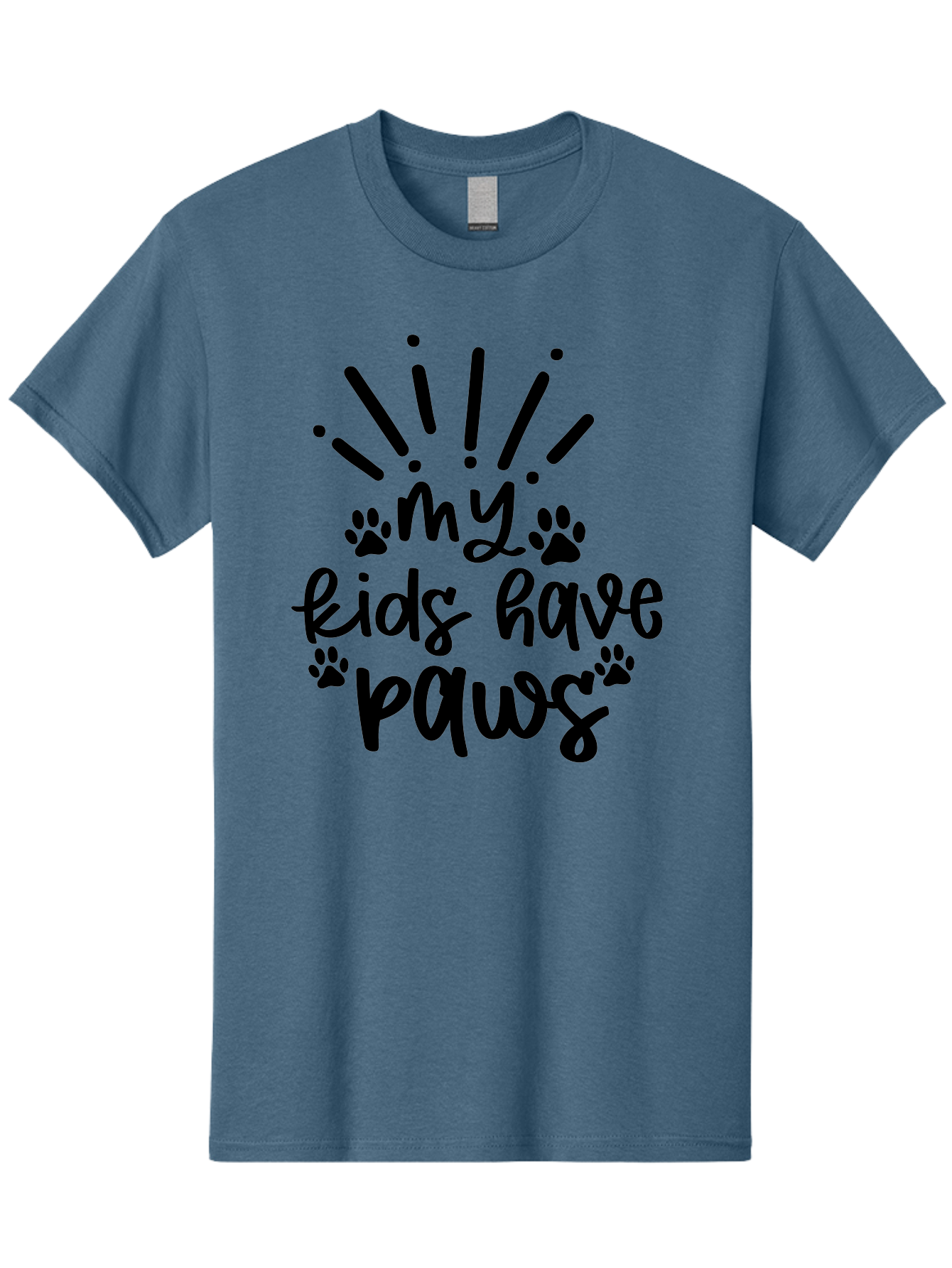 My-Kids-Have-Paws-1 Men'S Graphic Tee, 100% Cotton, Comfortable Casual Summer Wear, Machine Washable, Dog Lovers Quote, Pet Owners, Funny Dog Quotes, Dog Mom Quotes, Paw Print Design, Playful Typography, Dog Parenting Aad451