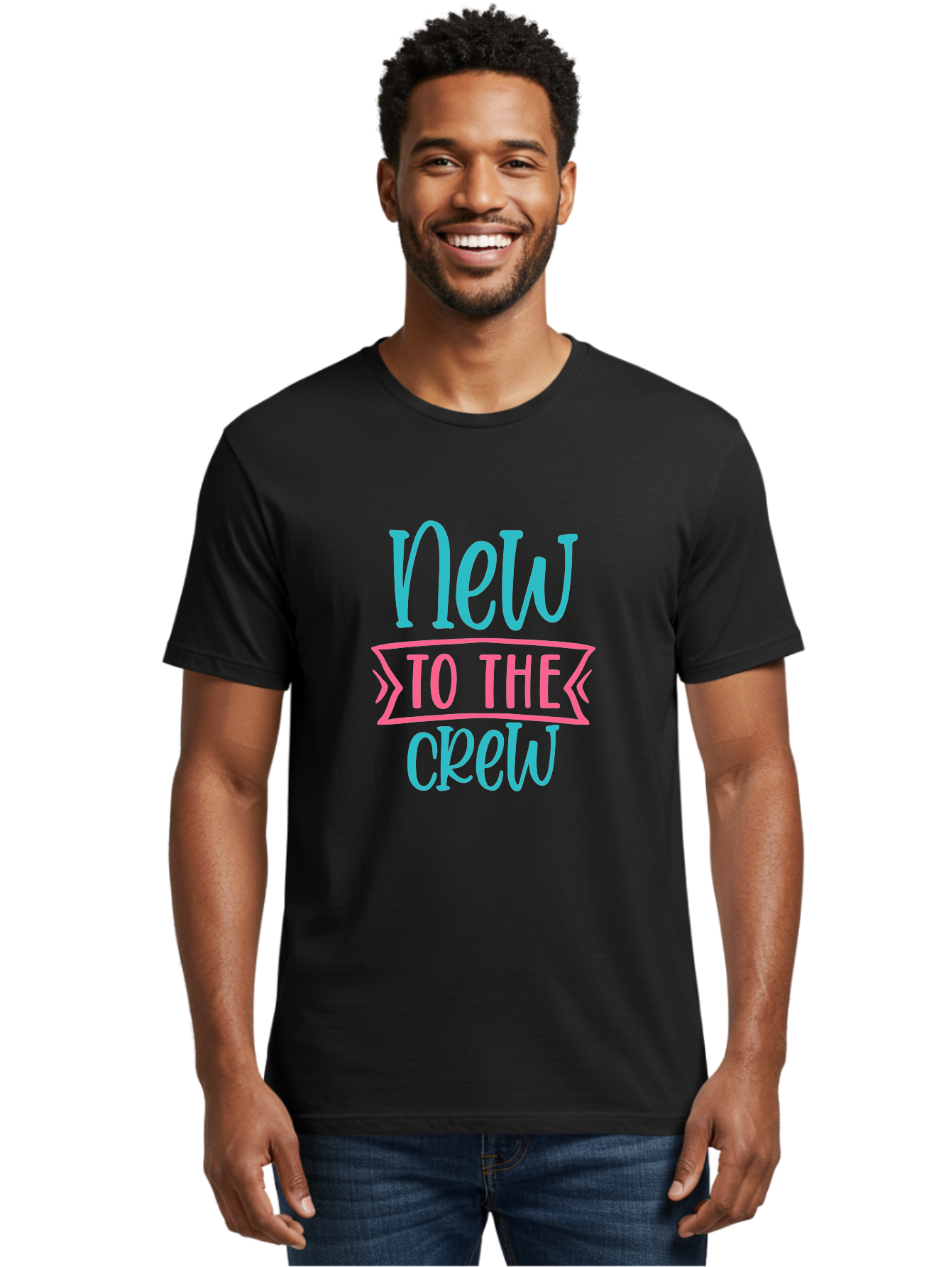 New-To-The-Crew Men'S Graphic Tee, 100% Cotton, Comfortable Casual Summer Wear, Machine Washable, New Team Member, Welcome Message, Modern Typography, Stylized Text, Vibrant Colors, Greeting Card, Team Introduction, Friendly Tone Aad454