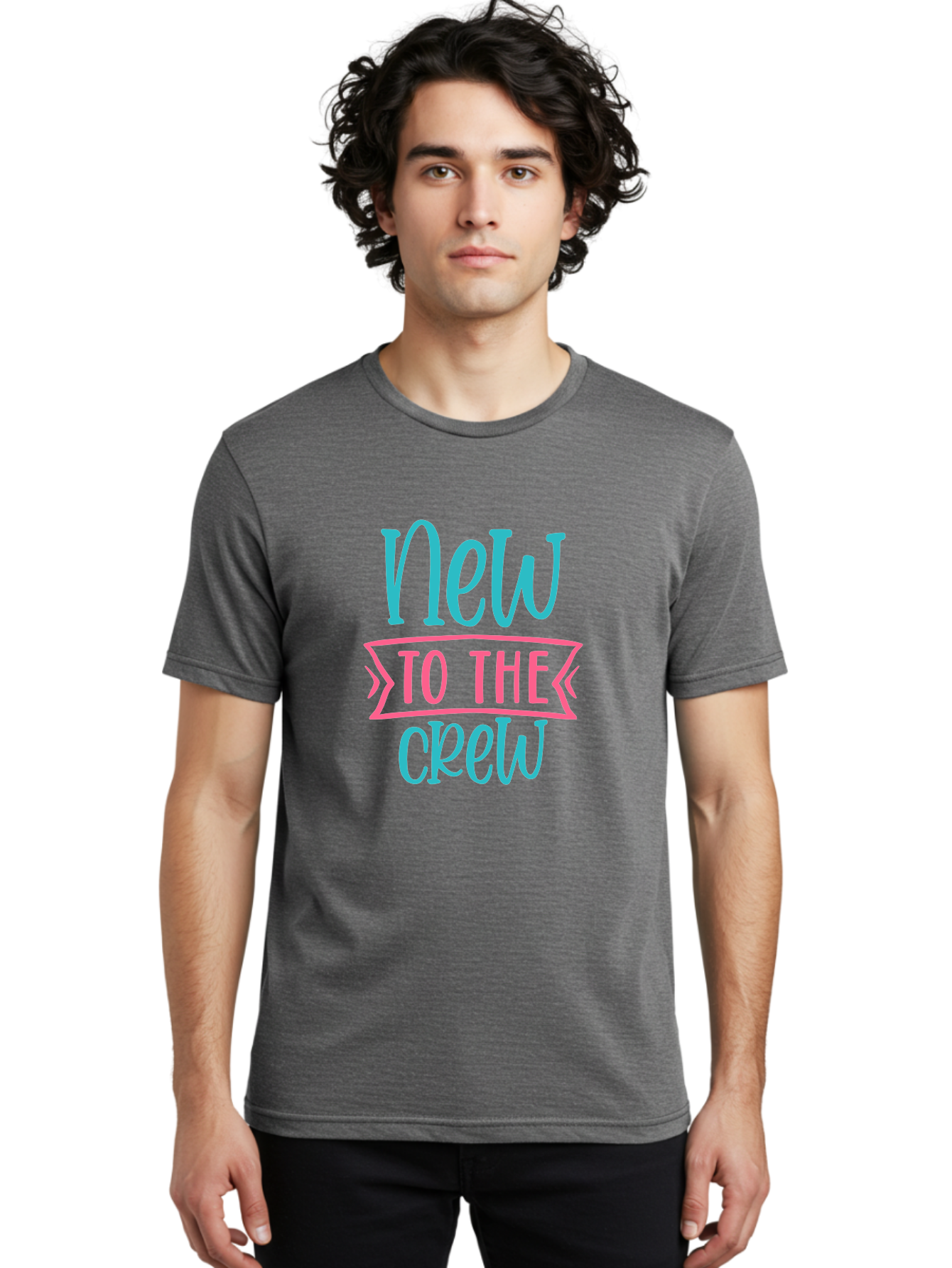 New-To-The-Crew Men'S Graphic Tee, 100% Cotton, Comfortable Casual Summer Wear, Machine Washable, New Team Member, Welcome Message, Modern Typography, Stylized Text, Vibrant Colors, Greeting Card, Team Introduction, Friendly Tone Aad454