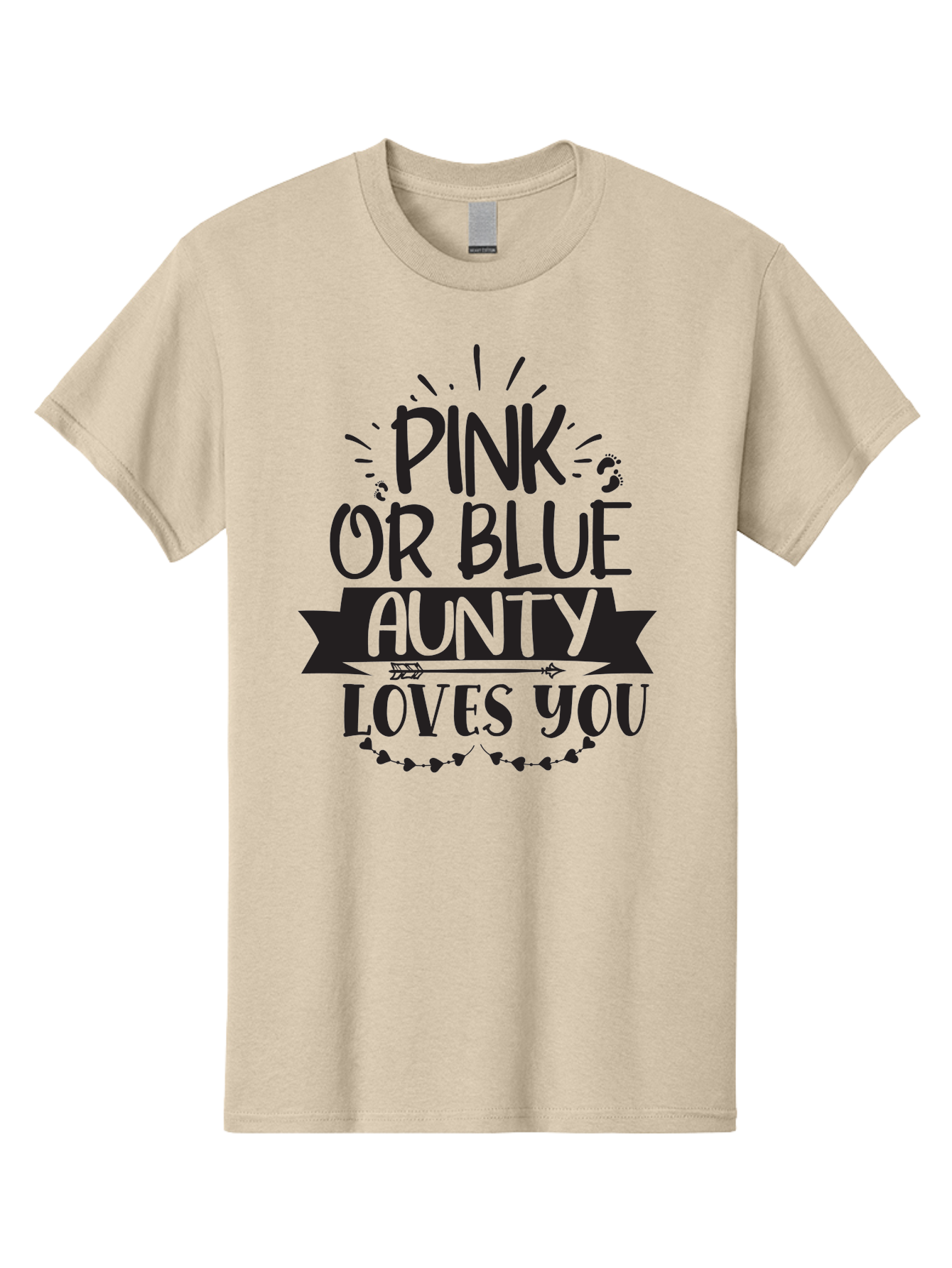 Pink-Or-Blue-Aunty-Loves-You Men'S Graphic Tee, 100% Cotton, Comfortable Casual Summer Wear, Machine Washable, Gender Reveal Message, Aunty Loves You, Pink Or Blue Theme, Baby Announcement, Cute Design, Fun Typography, Playful Decor, Aad455