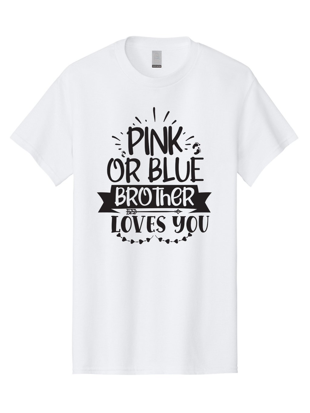 Pink-Or-Blue-Brother-Loves-You Men'S Graphic Tee, 100% Cotton, Comfortable Casual Summer Wear, Machine Washable, Baby Announcement, Pink Or Blue, Brother Loves You, Baby Reveal, Gender Reveal Party, New Baby, Sibling Love, Baby Shower, Aad456