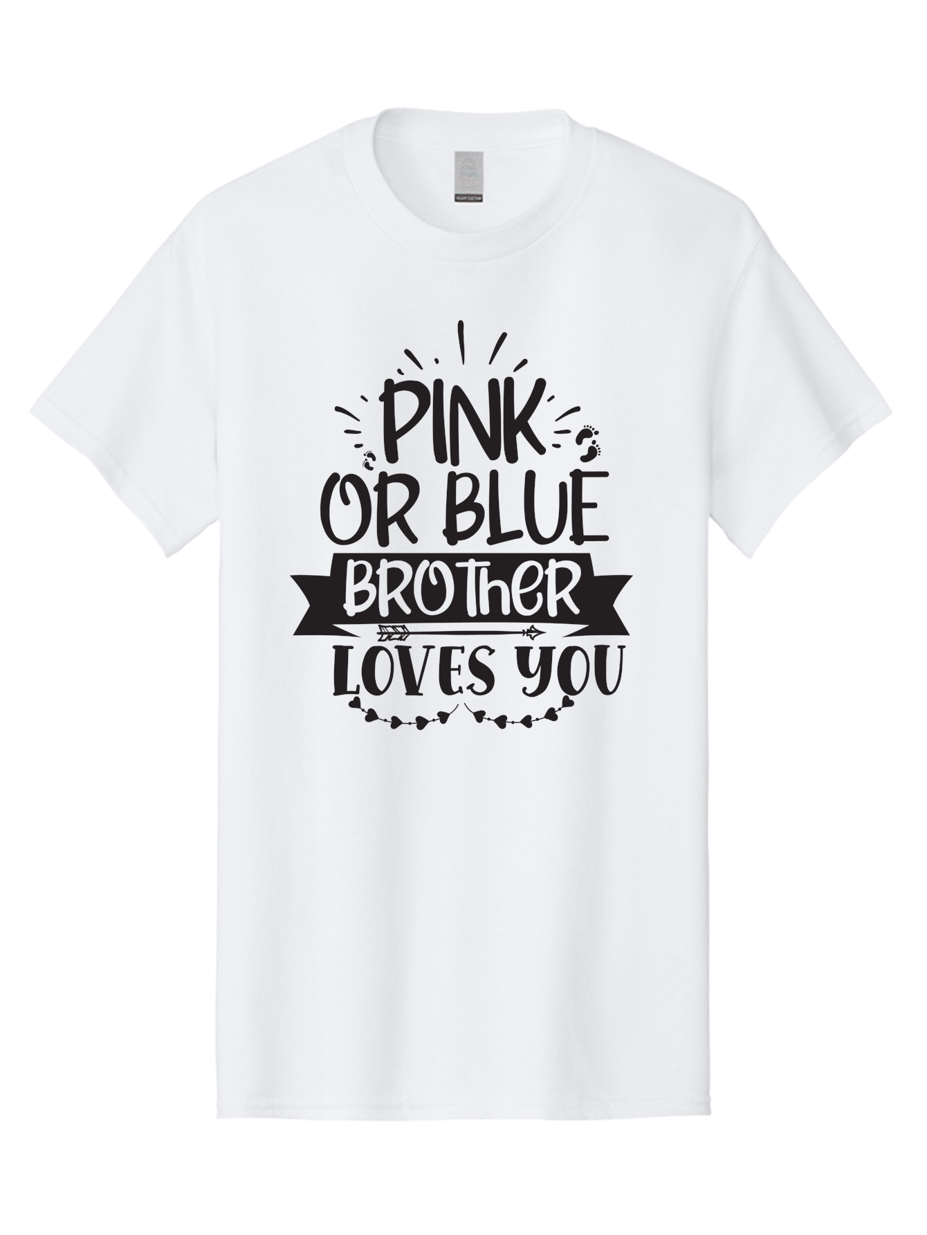 Pink-Or-Blue-Brother-Loves-You Men'S Graphic Tee, 100% Cotton, Comfortable Casual Summer Wear, Machine Washable, Baby Announcement, Pink Or Blue, Brother Loves You, Baby Reveal, Gender Reveal Party, New Baby, Sibling Love, Baby Shower, Aad456