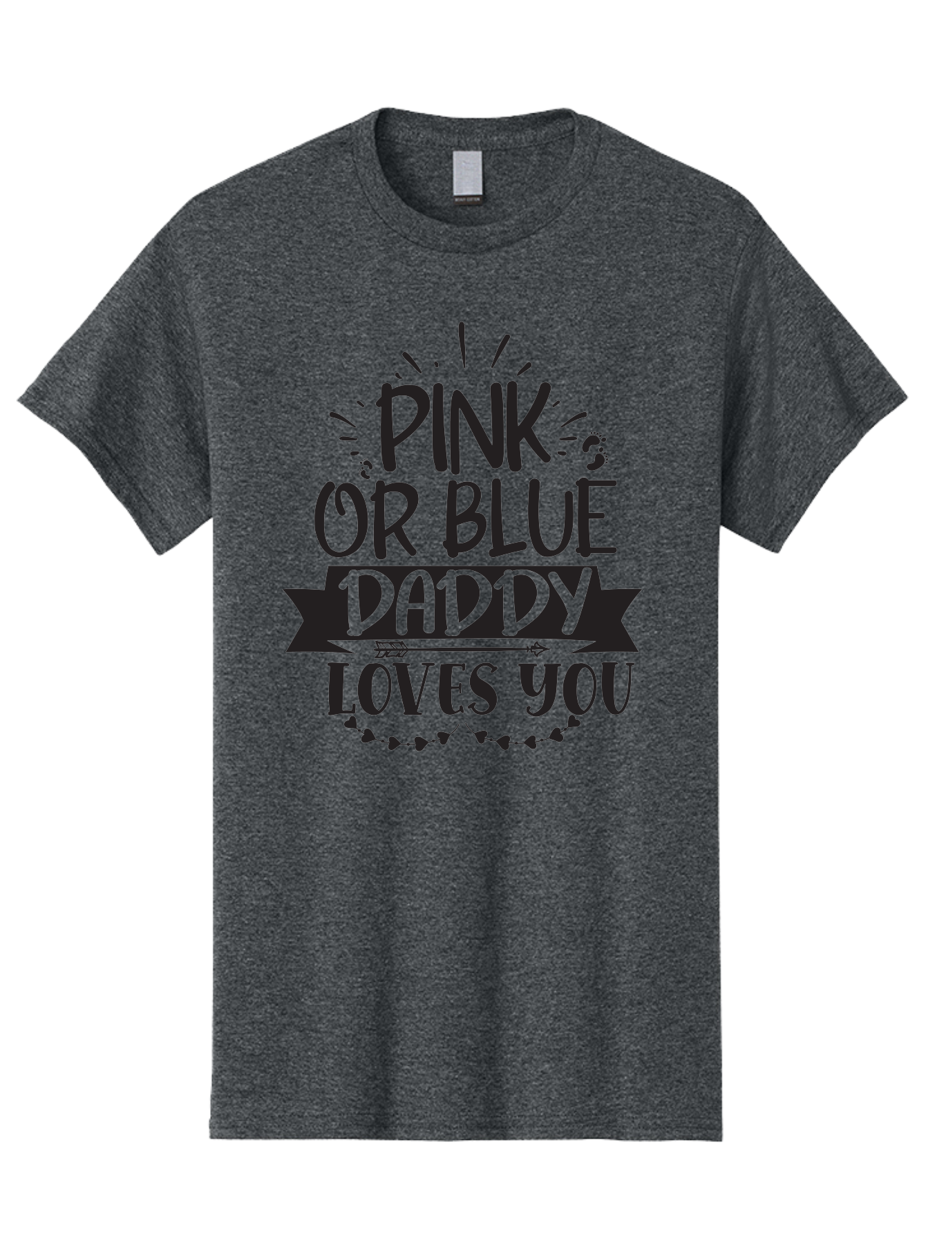 Pink-Or-Blue-Daddy-Loves-You Men'S Graphic Tee, 100% Cotton, Comfortable Casual Summer Wear, Machine Washable, Gender Reveal Announcement, Daddy Loves You, Pink Or Blue, Baby Shower Decoration, Pregnancy Reveal, Funny Quote, Cute Design, Aad457