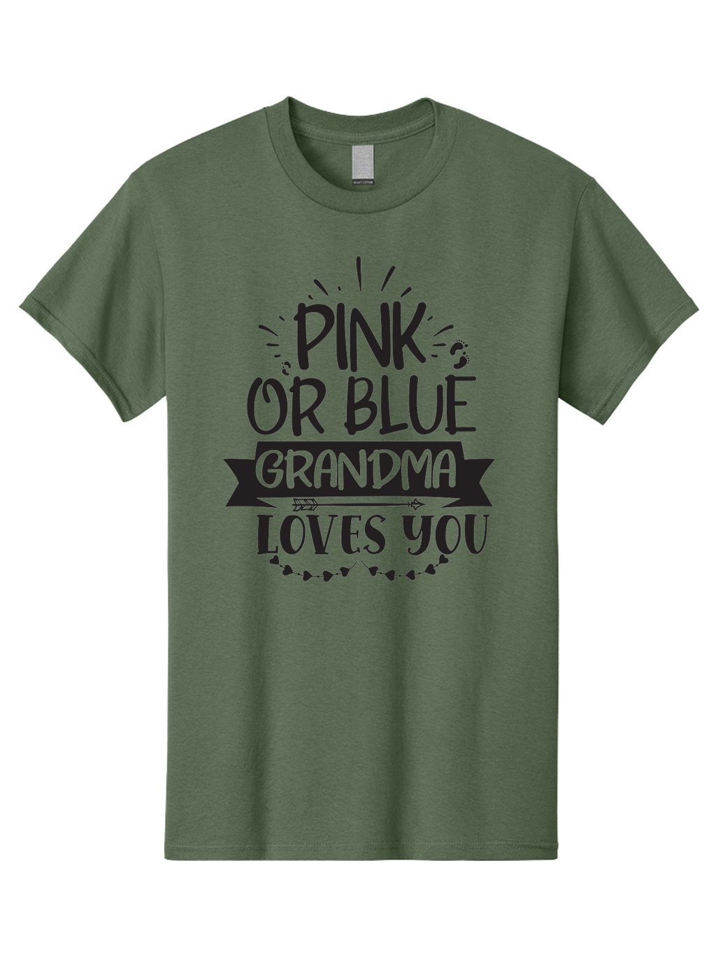 Pink-Or-Blue-Grandma-Loves-You Men'S Graphic Tee, 100% Cotton, Comfortable Casual Summer Wear, Machine Washable, Grandma Love, Baby Reveal, Pink Or Blue, Grandma Gift, Baby Shower, Cute Grandma, Gender Reveal, Baby Love Aad458